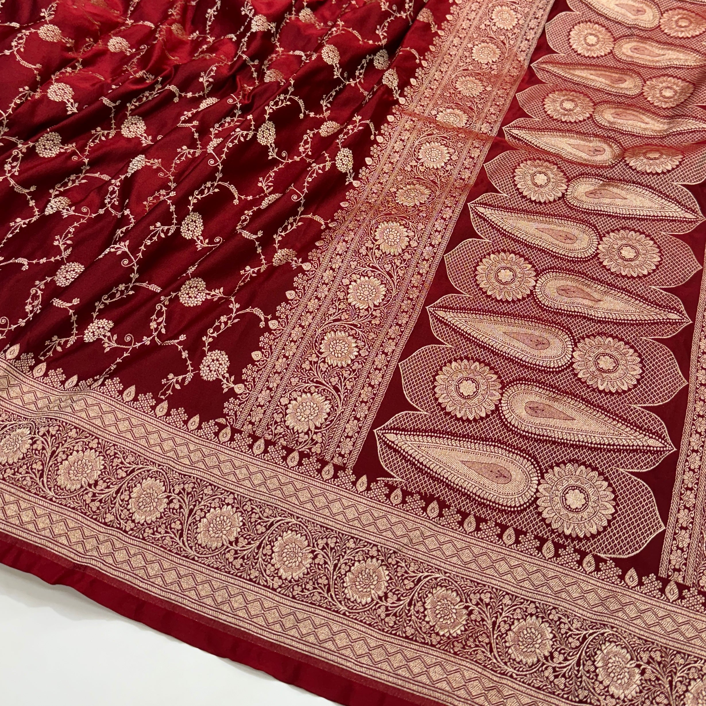 New Mahroon Jaal Mashru Silk Saree for Festive Seasons