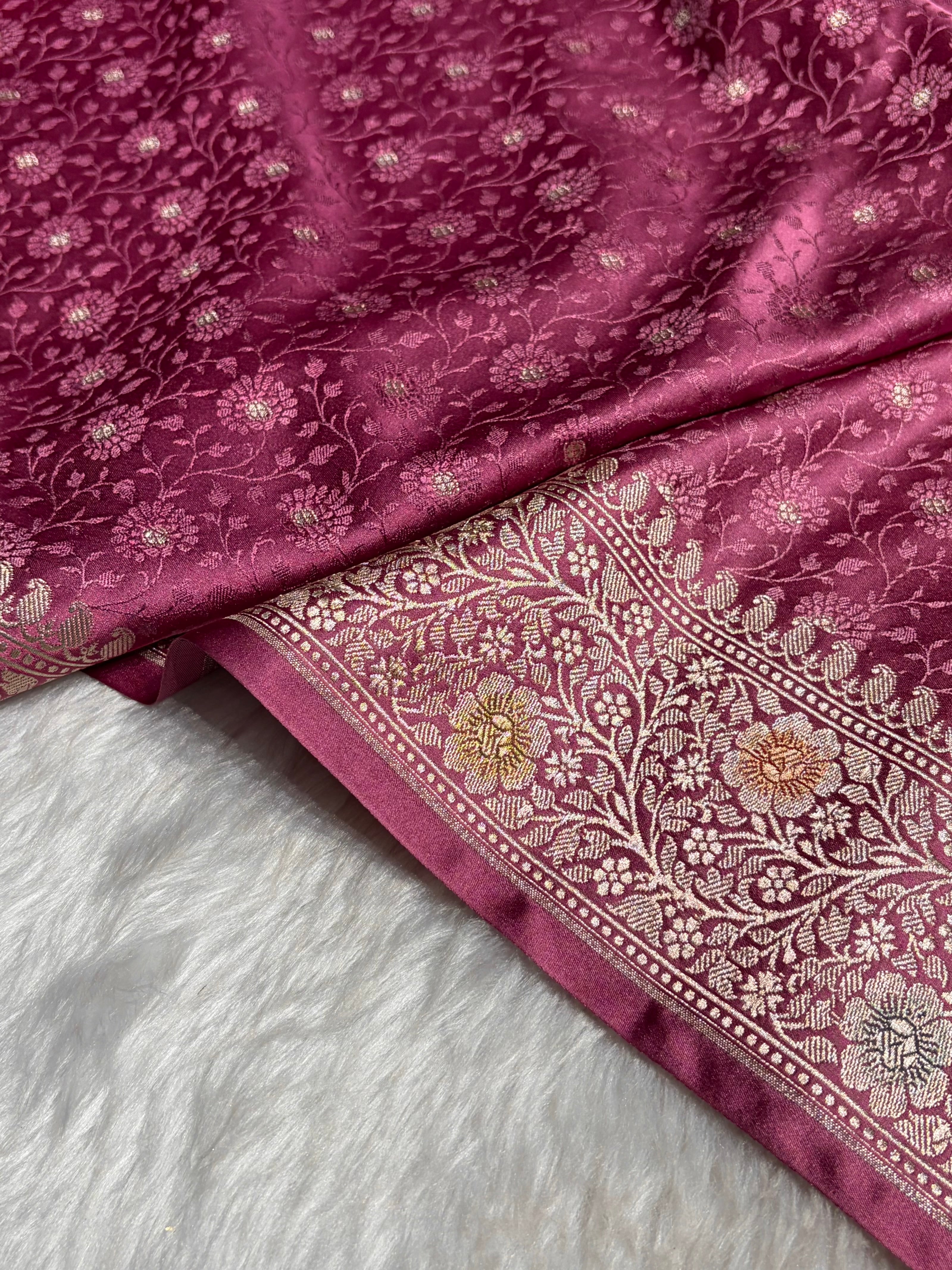 Mauve Shades Minakari Booti Tanchoi Mashru Silk Saree MS49