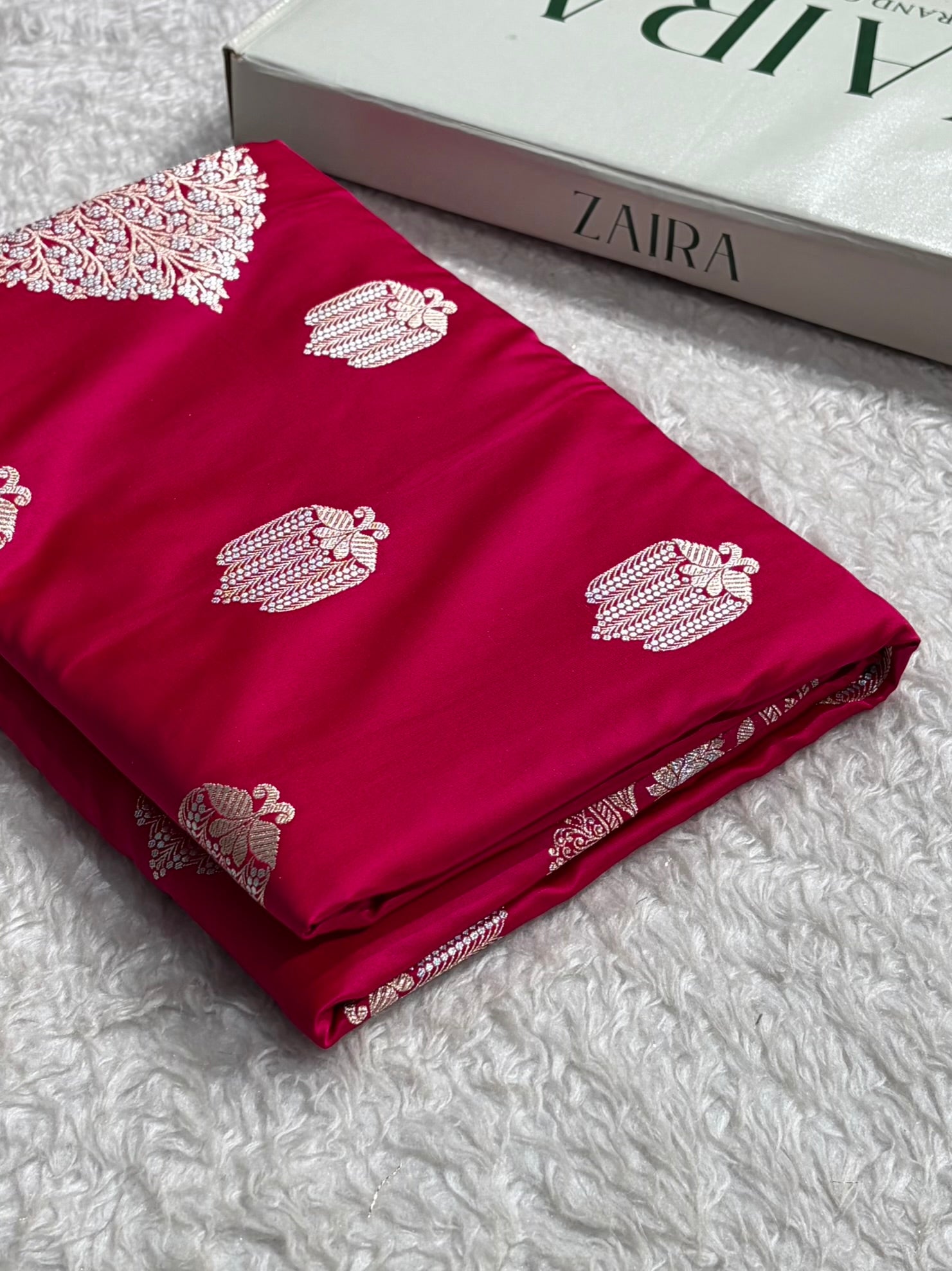 Rani Shades Banarasi Boota Pattern Minakari Floral Mashru Silk Saree MSM-122