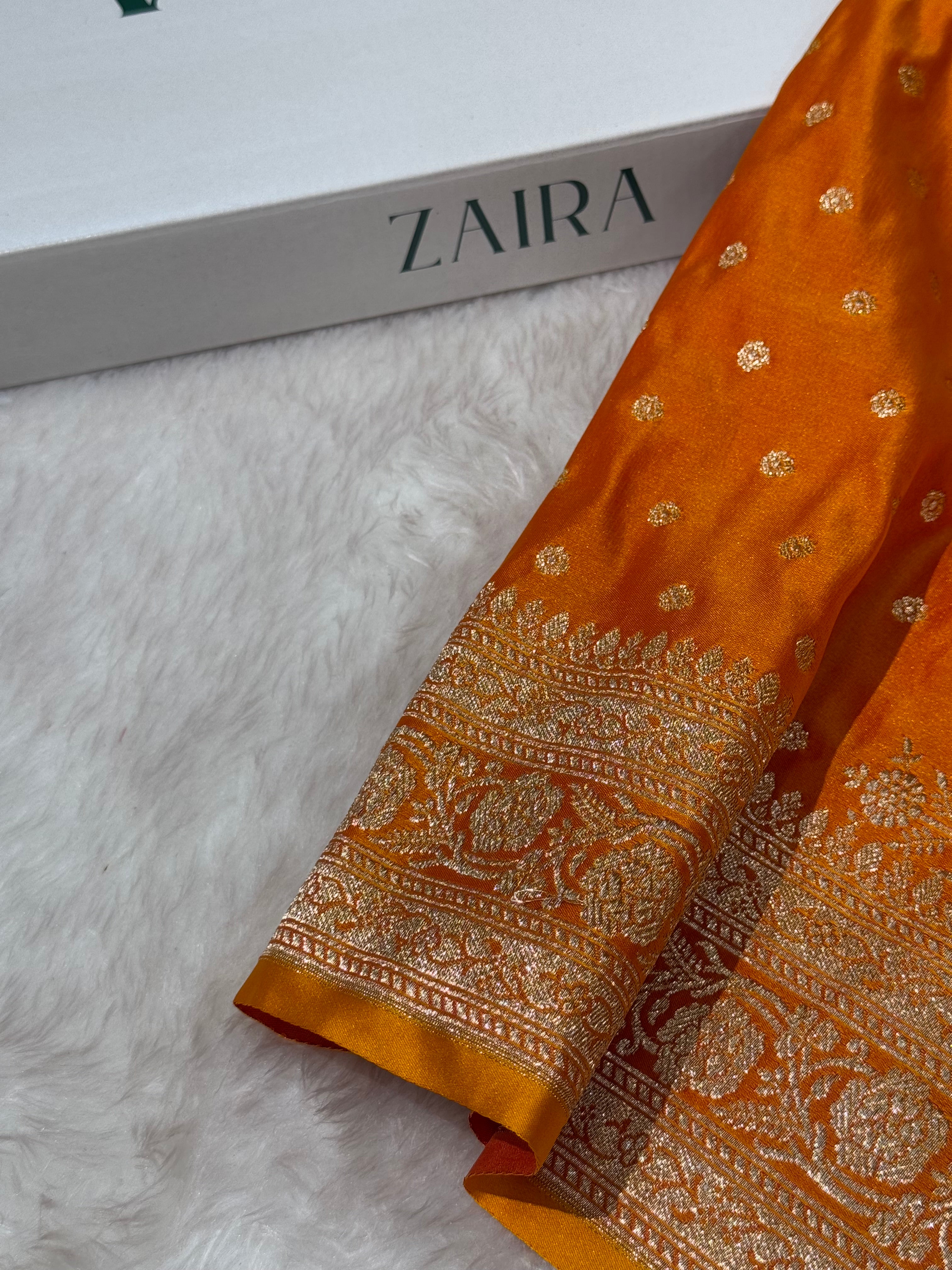 Mustard Katan Silk Saree In Booti motif SK01