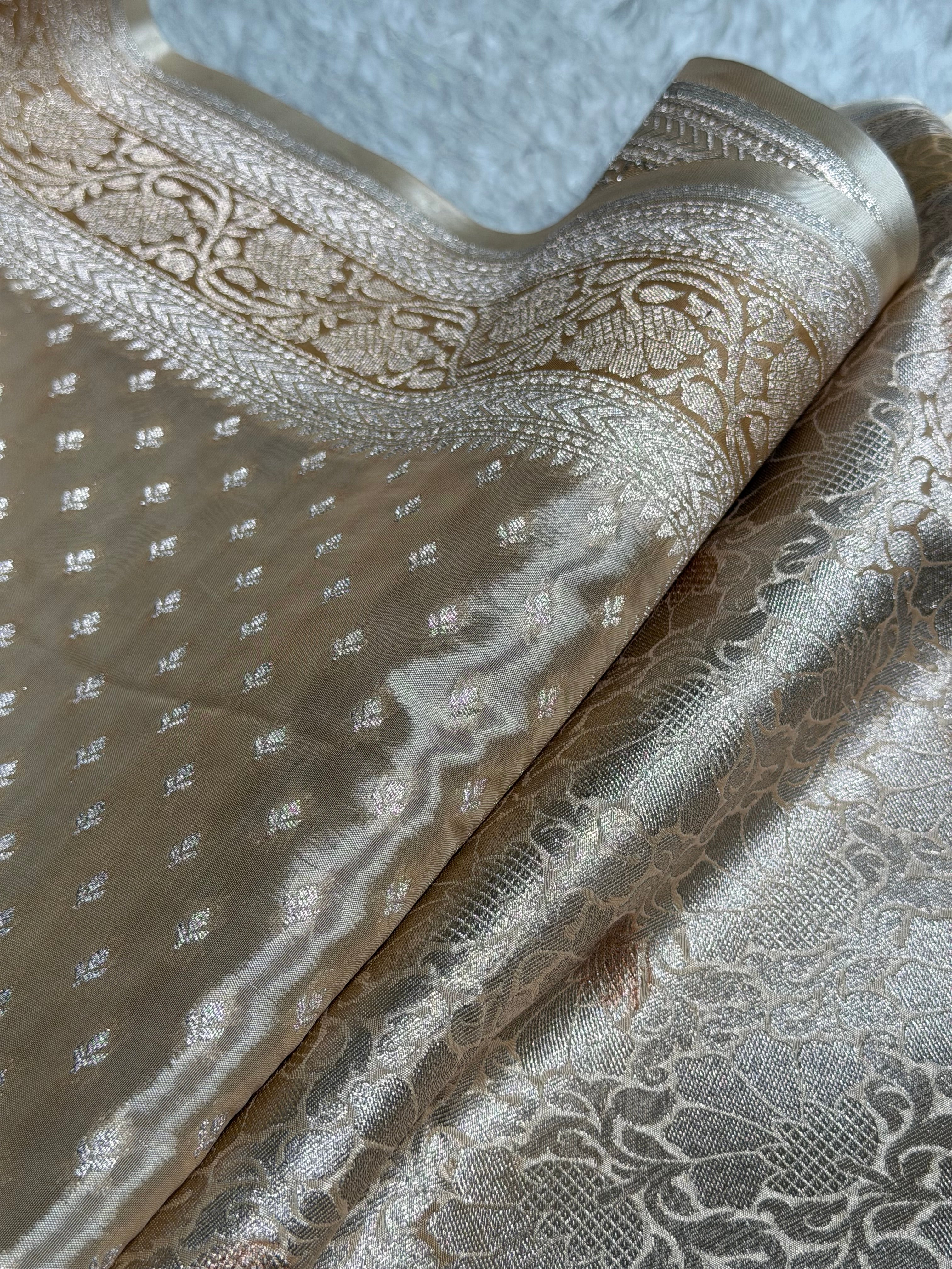 Tusser Shades With Contrast Border Crepe Silky Katan Banarasi Saree CSK-04