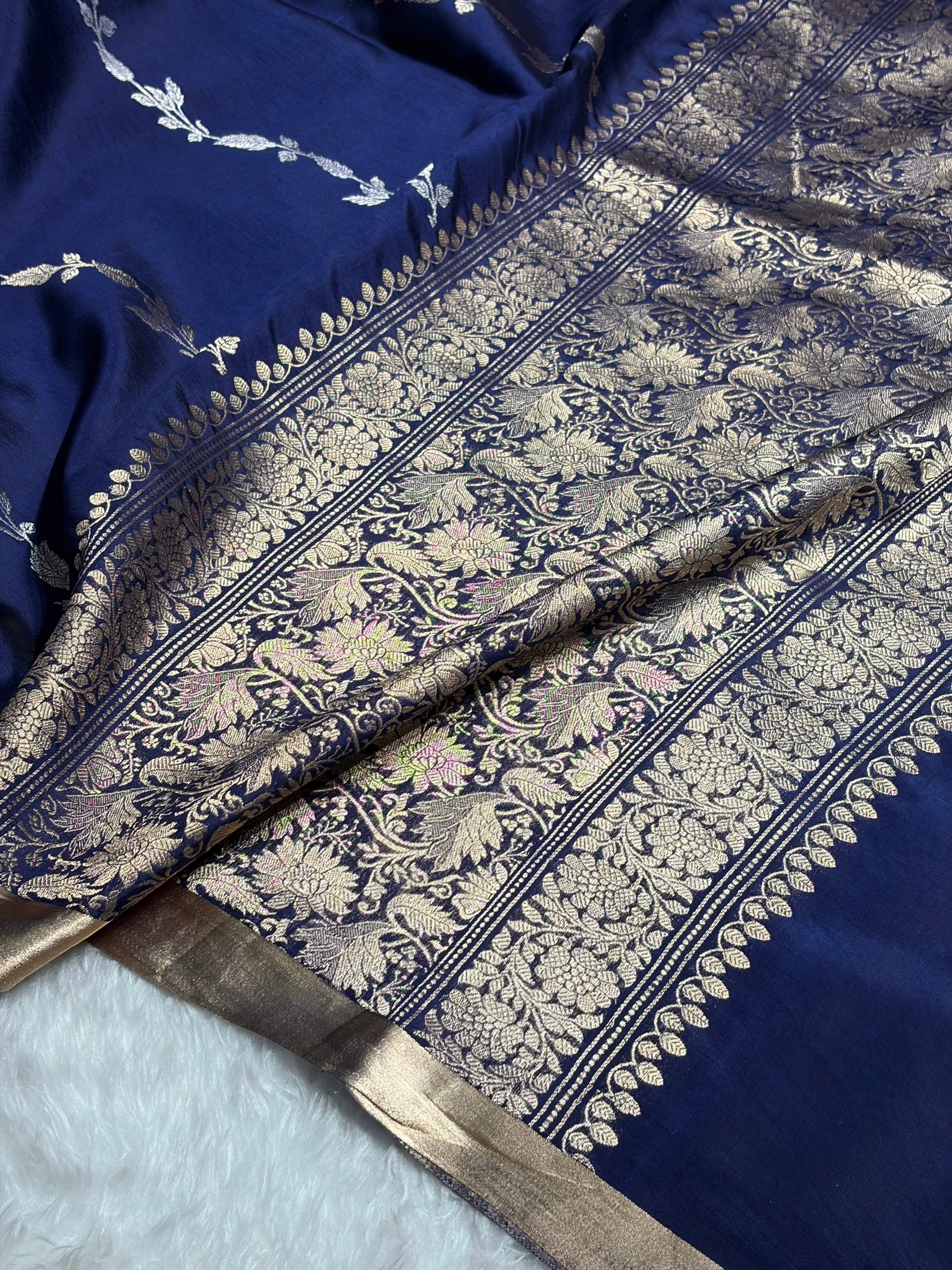 Royal Blue Shades Handwoven Pure Raw Mango Silk RM-39