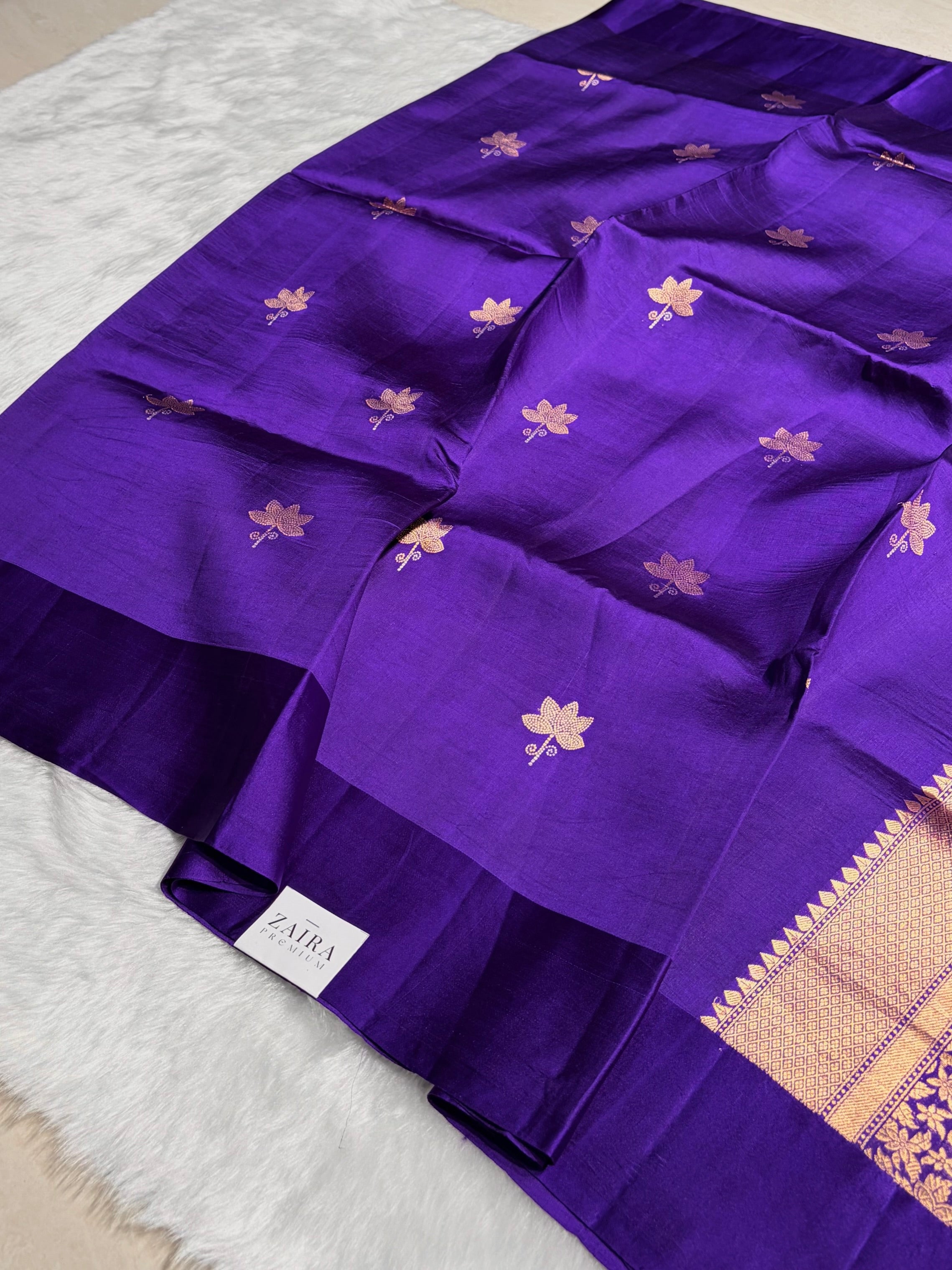 Royal Blue Boota Handwoven Raw Mango Silk RM-28