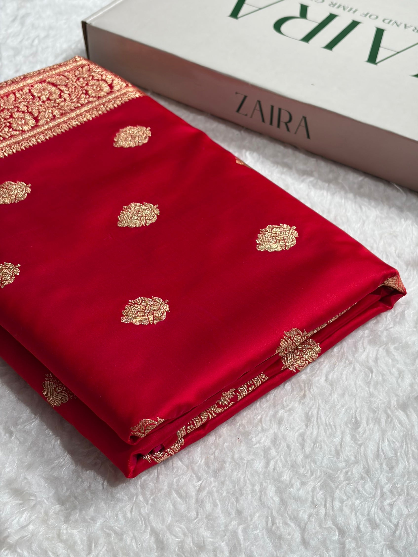 Pinkish Red Treditional Banarasi Booti Pattern Satin Katan Silk Saree SK65