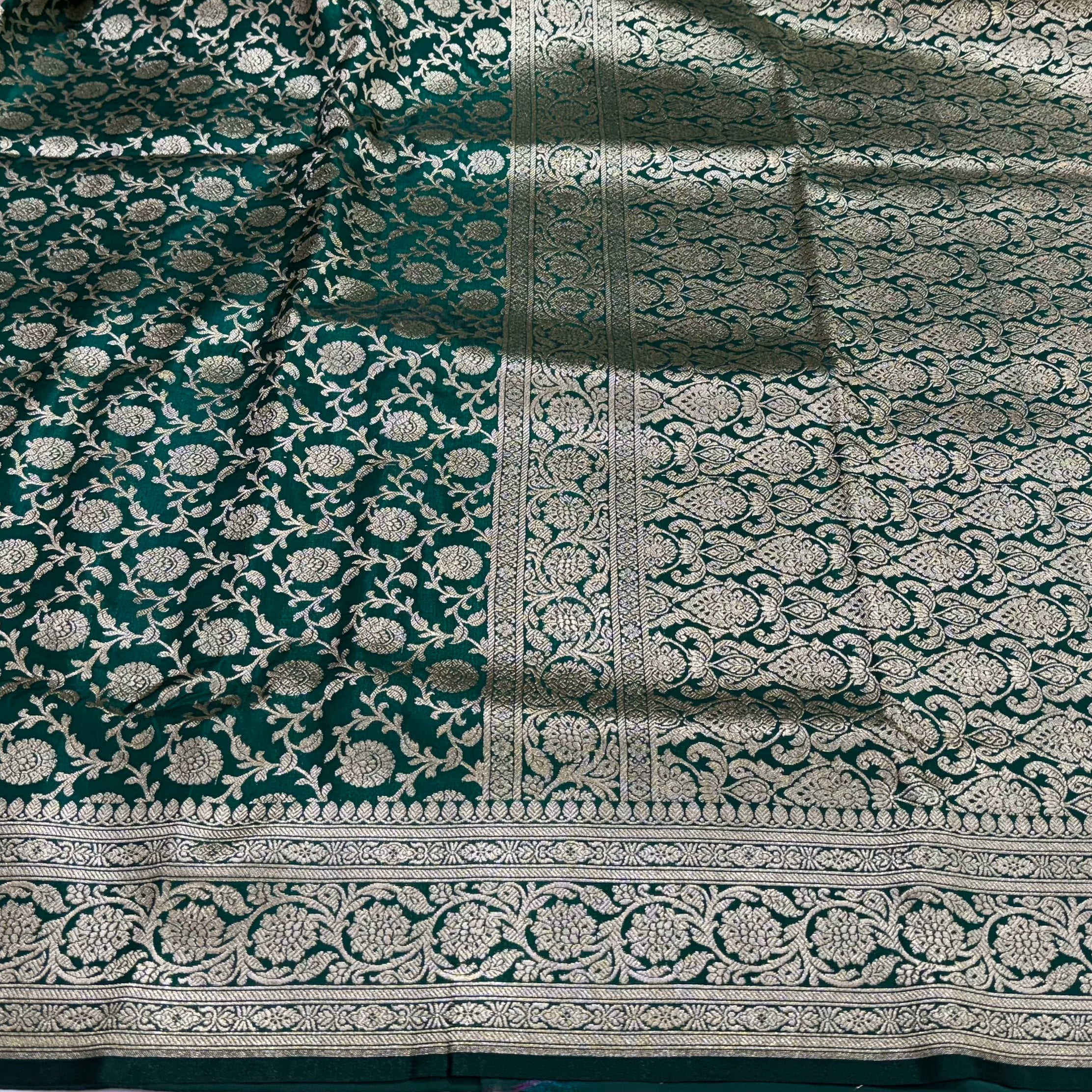 Satin Silk Jaal in Rama Shades