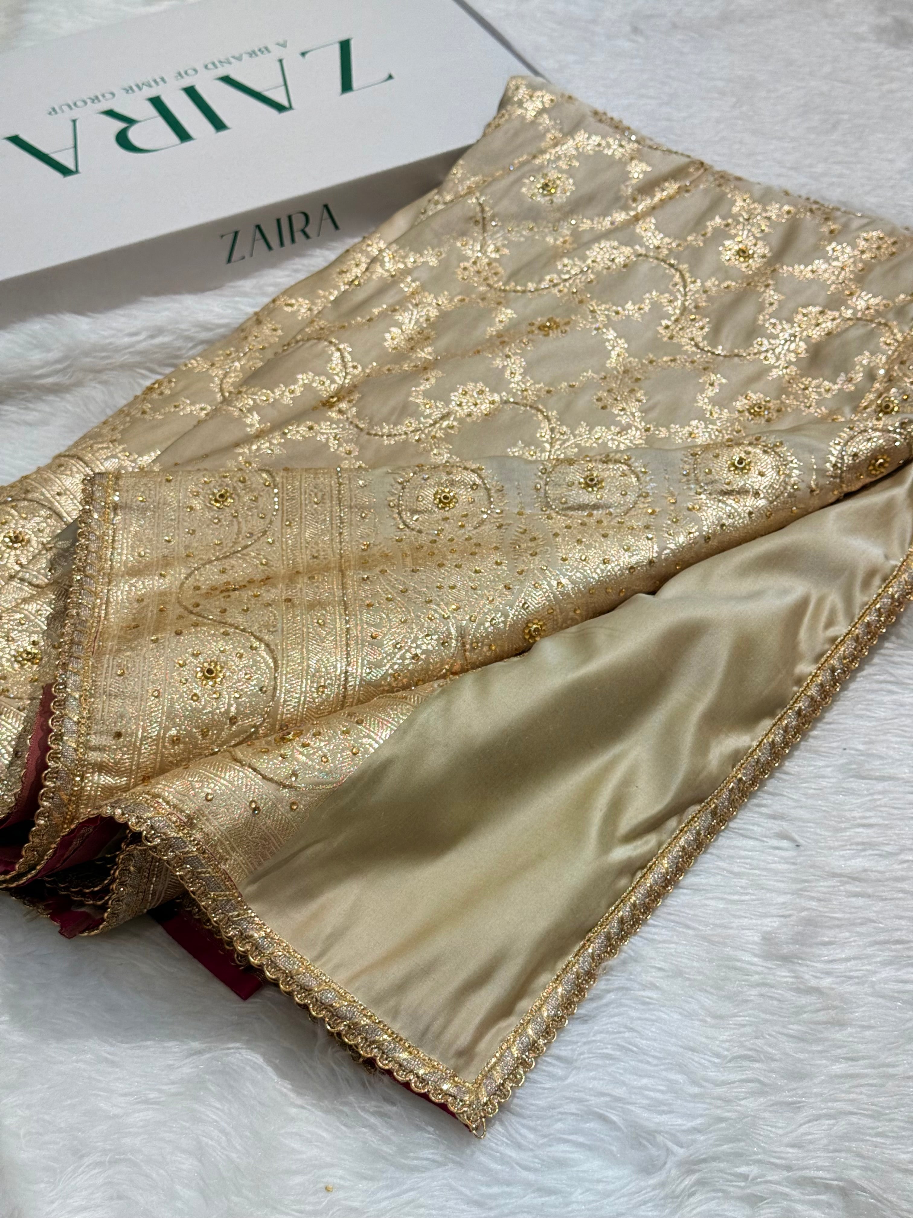 Bridal Beige Jaal with Ari and Stone
