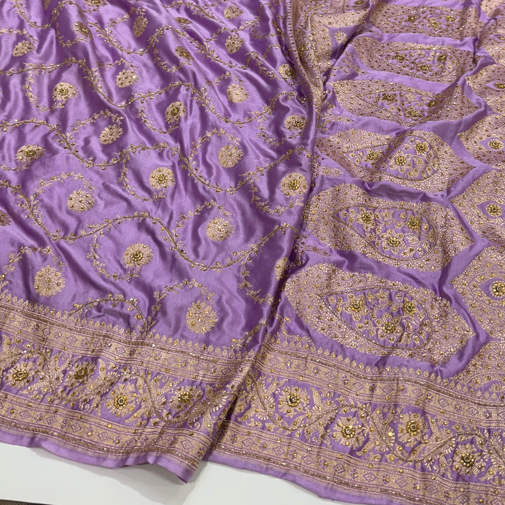 Lavender Mashru Silk Saree with Ari and Stone