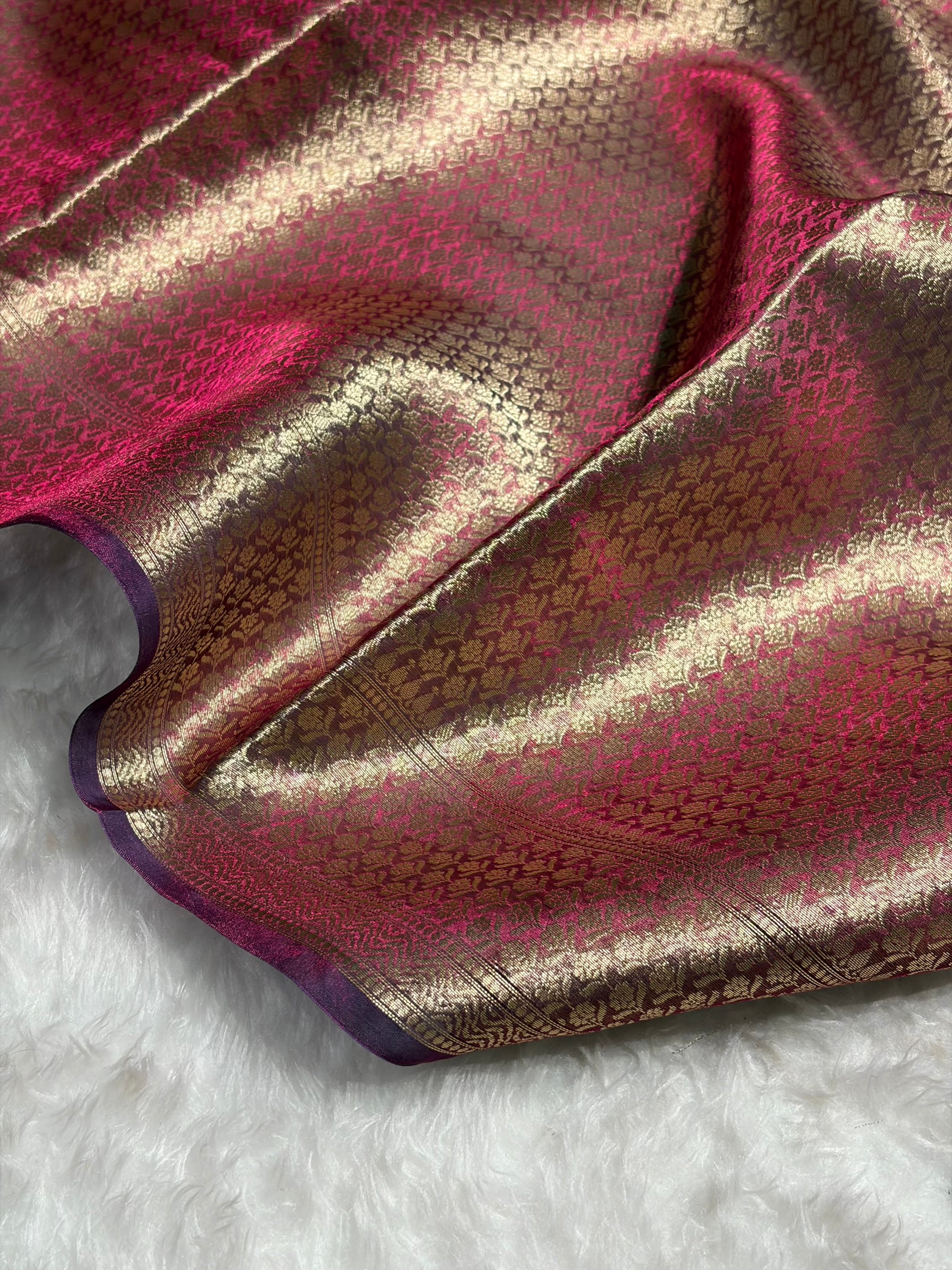 Cross Wine Shades Pure Tissue Silk Saree with Brocade Blouse PT-31