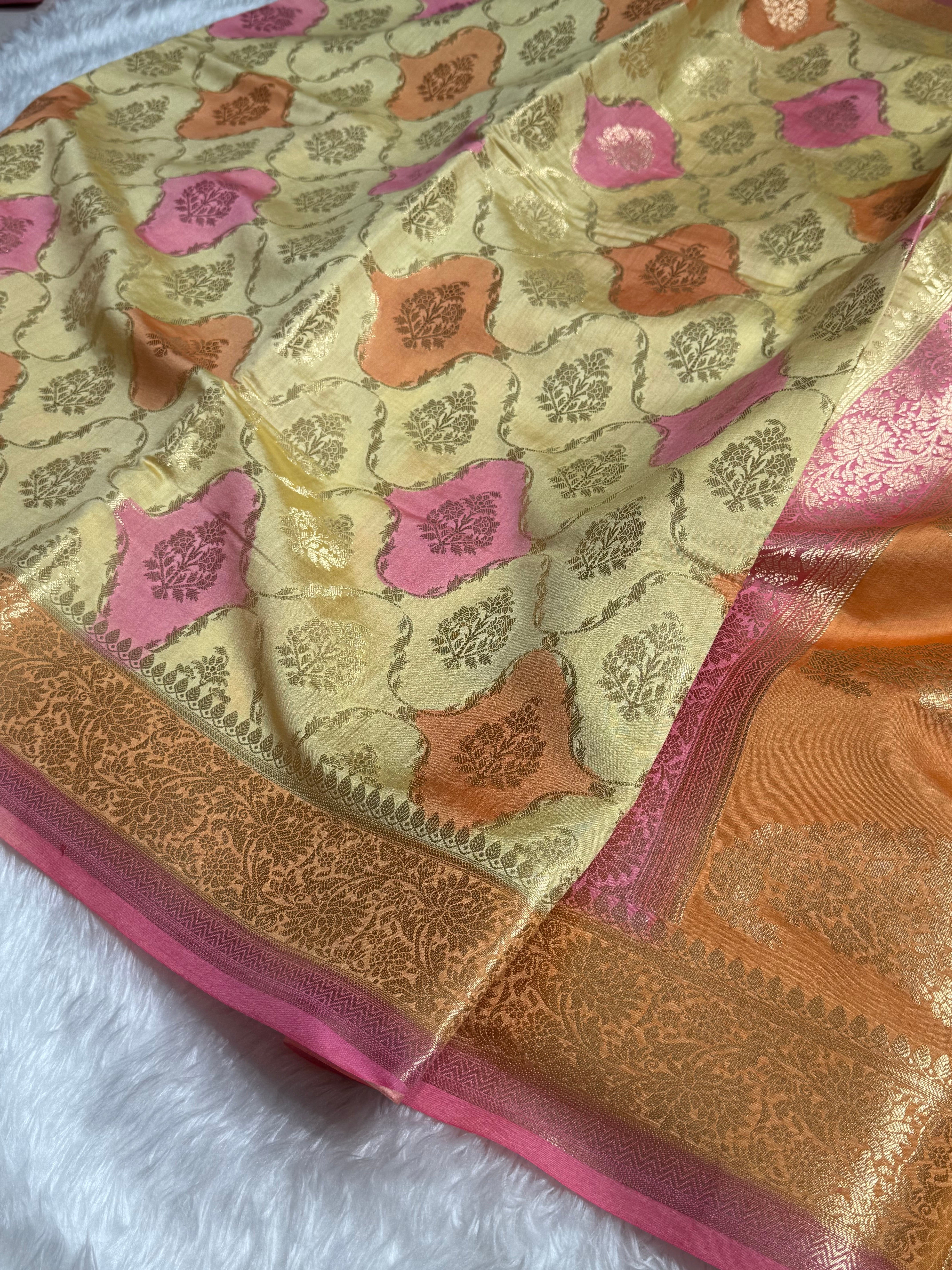 Rangkart Lemon Shades Pure Chiniya Silk