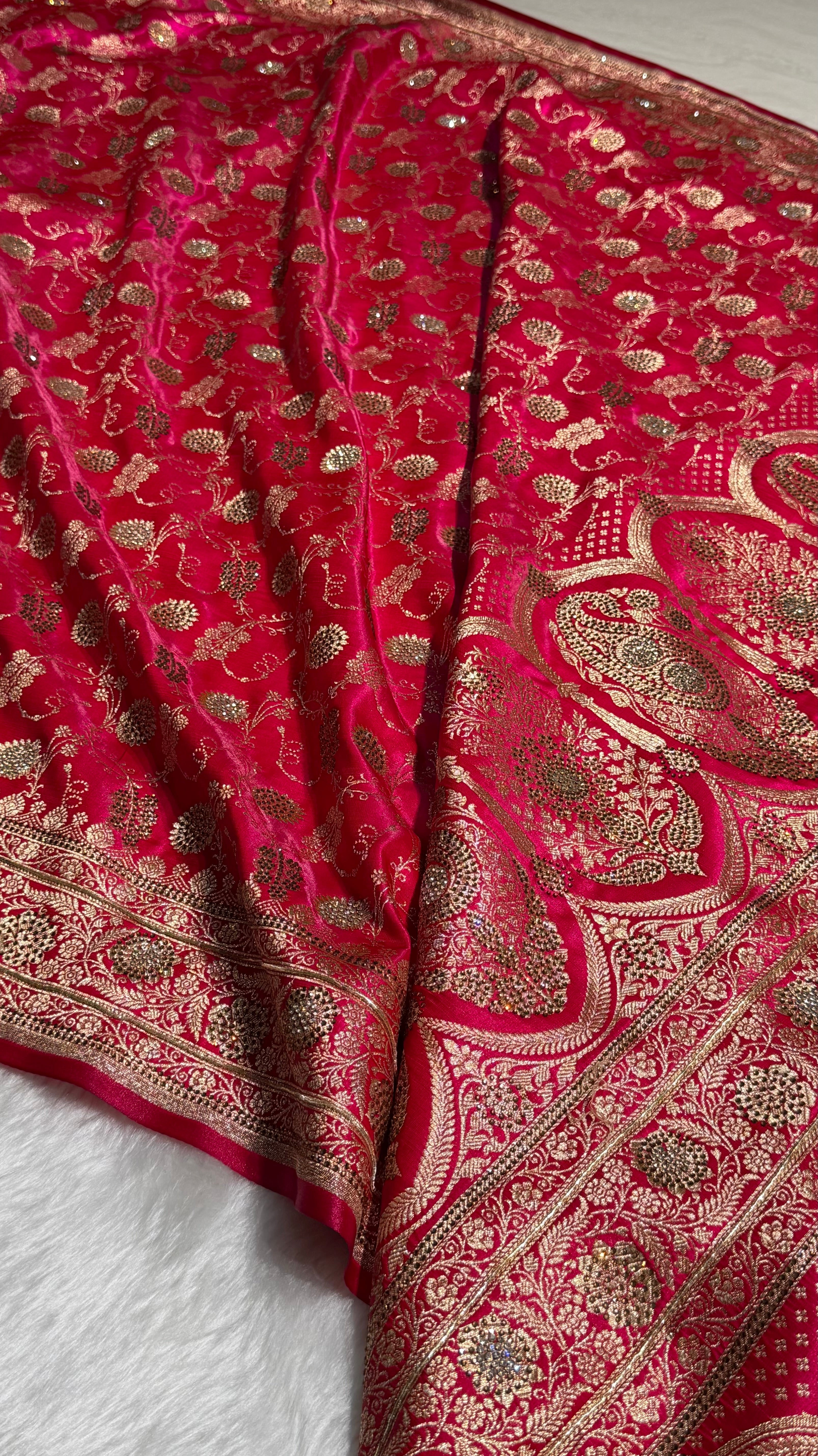 Rani Satin Silk Jaal with Swavroski Work BSS17