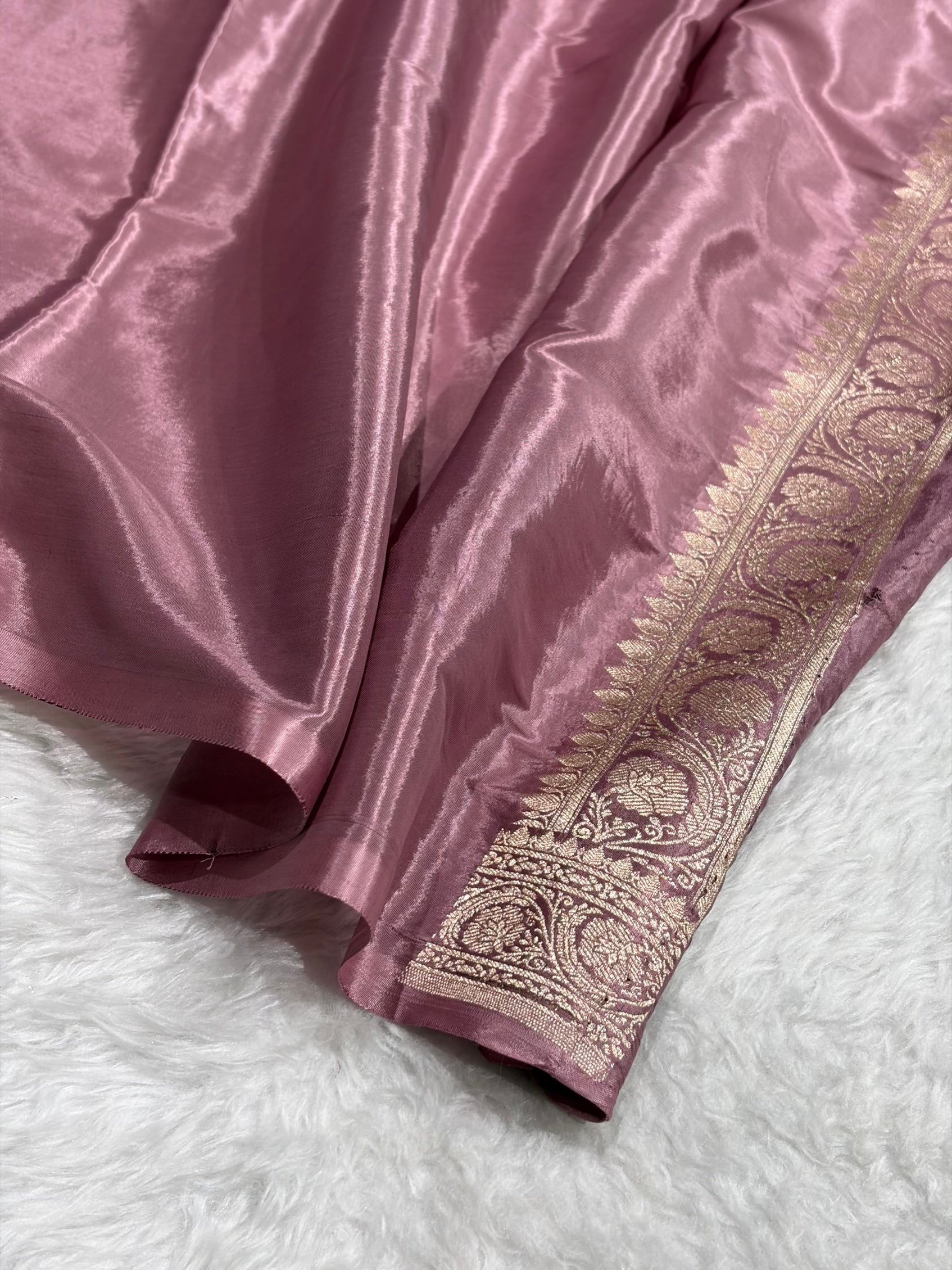 Mauve Shades With Contrast Border Crepe Silky Katan Banarasi Saree CSK-07