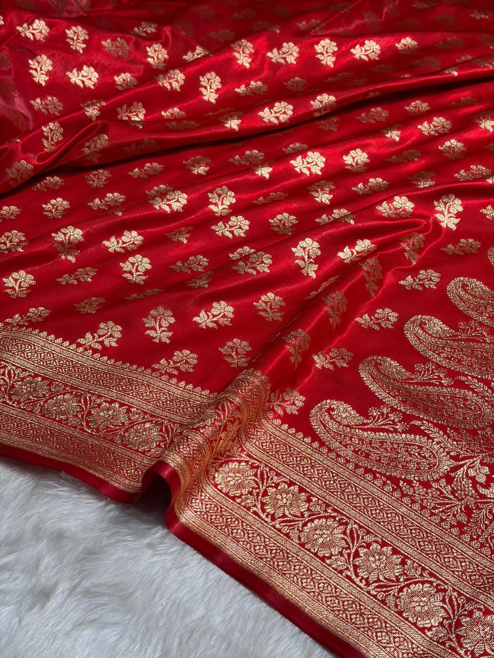 Red Shades Banarasi Satin Silk Saree SS34