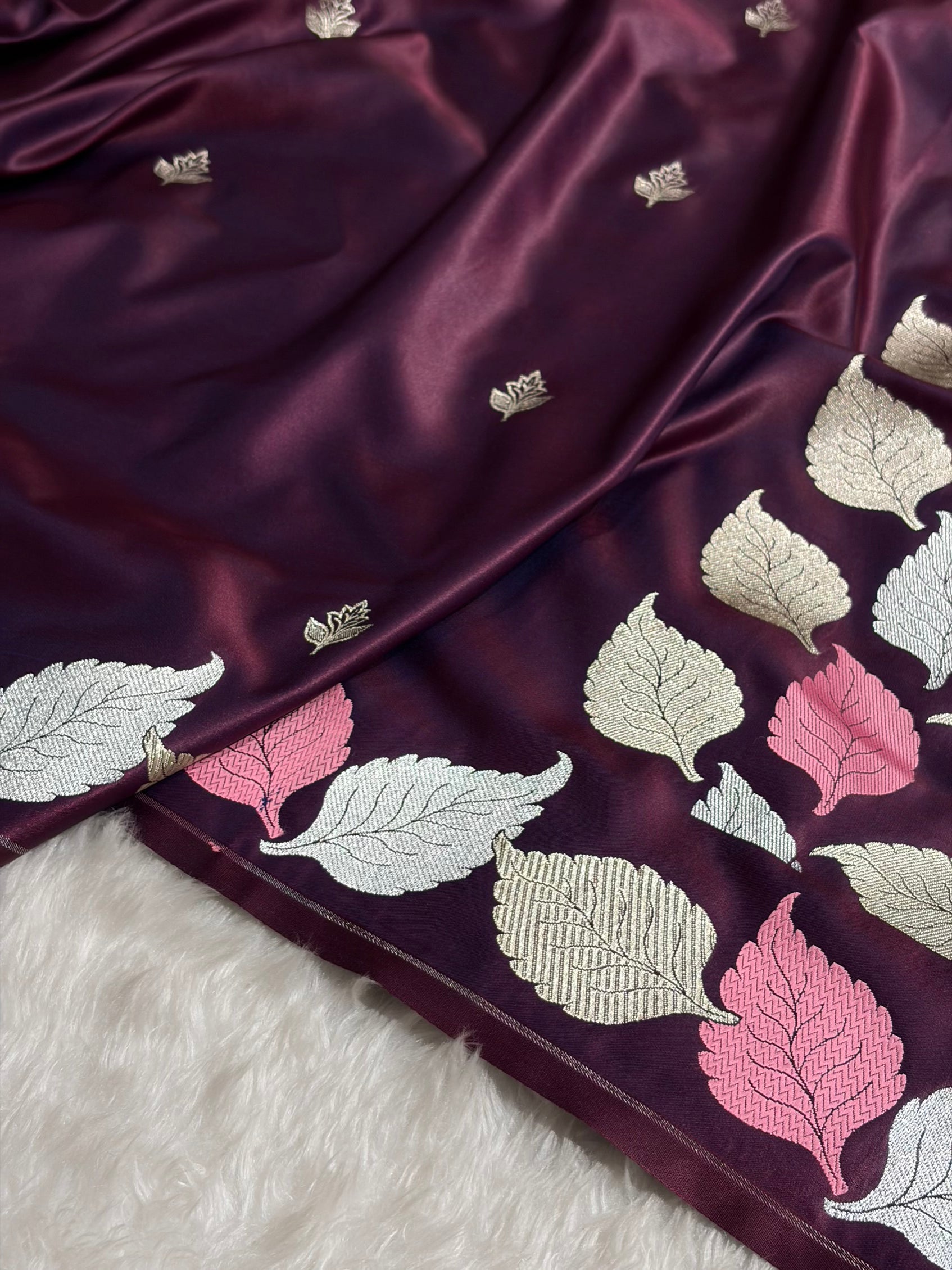 Cross Garnet Shades Banarasi Booti Pattern Mashru Silk Saree MSM-136