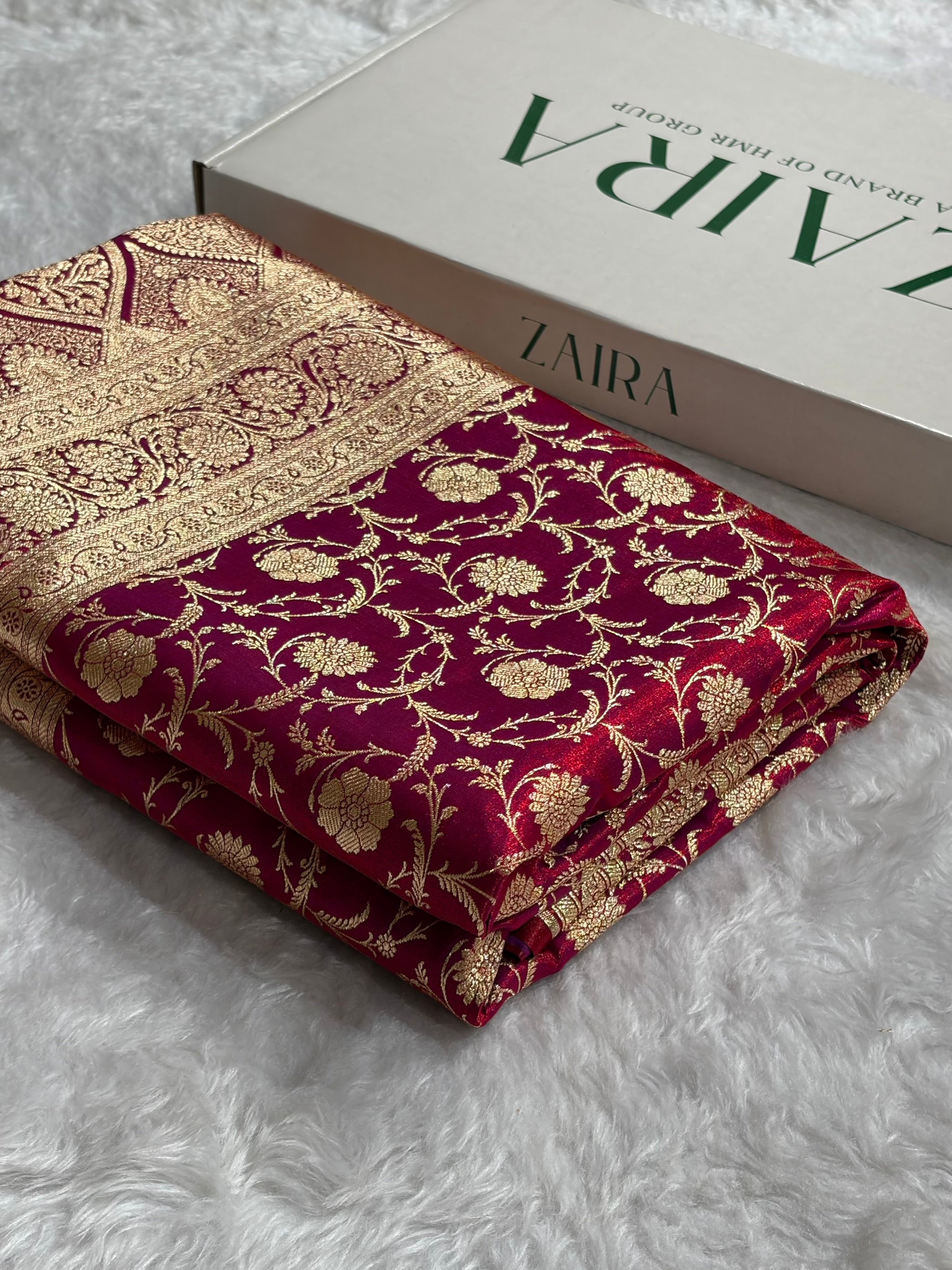 Ultra Light Weight Satin Silk Jaal in Cross Red Shades SS13