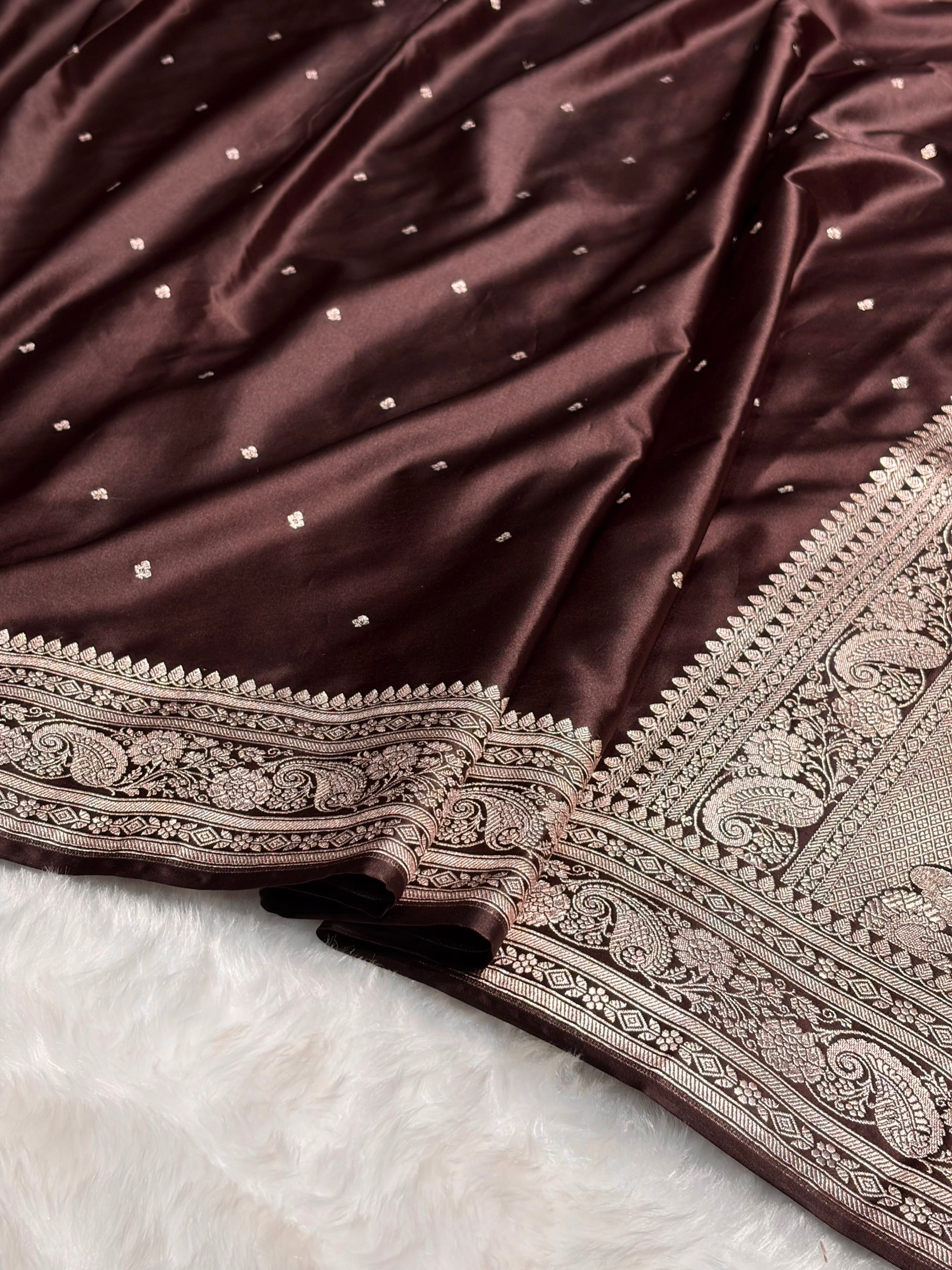 Dark Garnet Shades Booti Mashru Silk Saree MS64