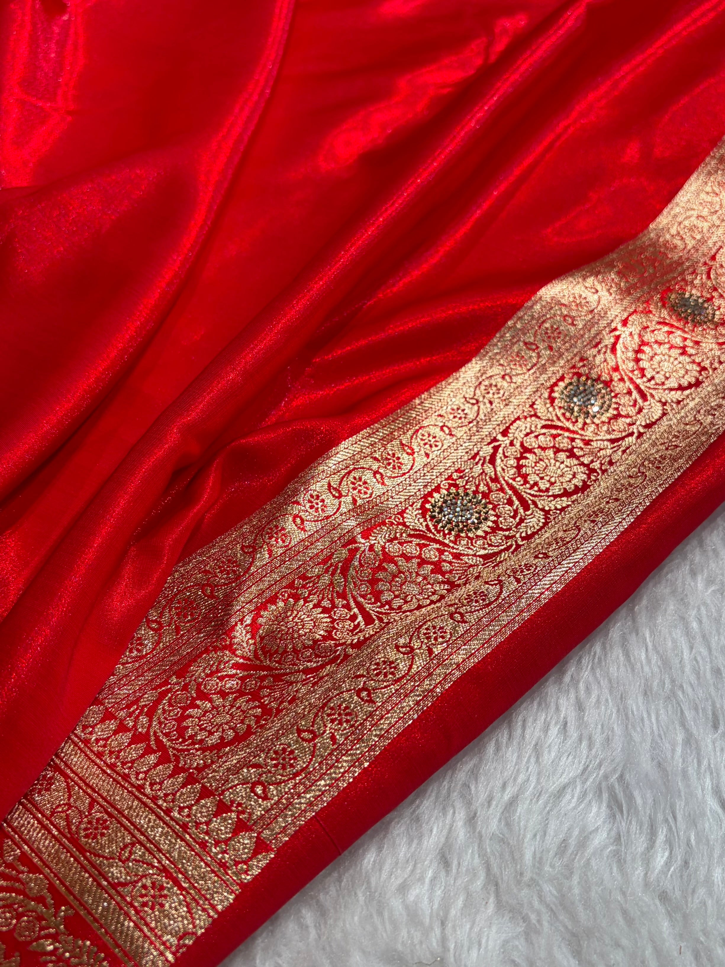 Banarasi Bridal Red Jaal with Swarovski Stone BSS13 (E)
