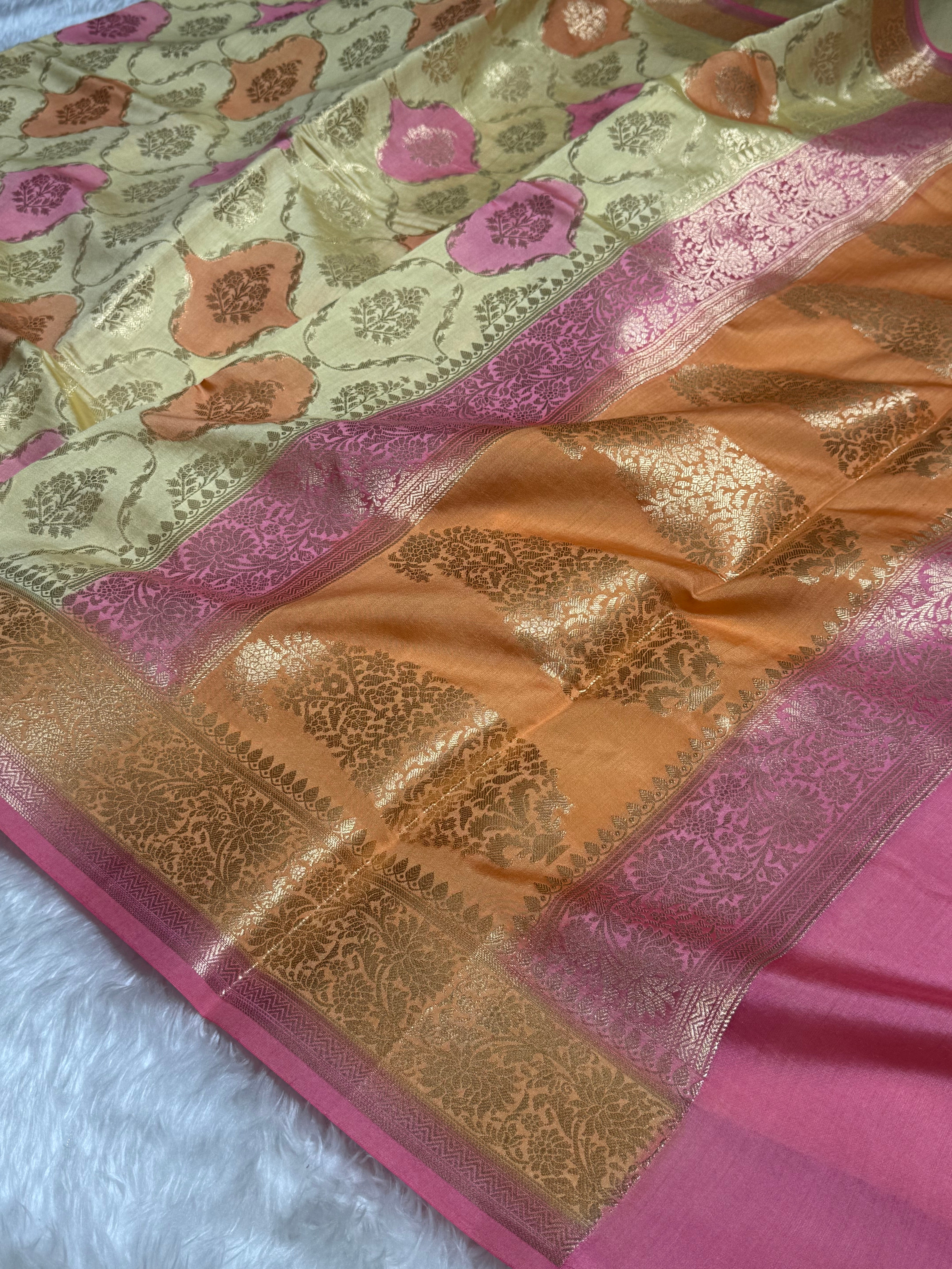 Rangkart Lemon Shades Pure Chiniya Silk