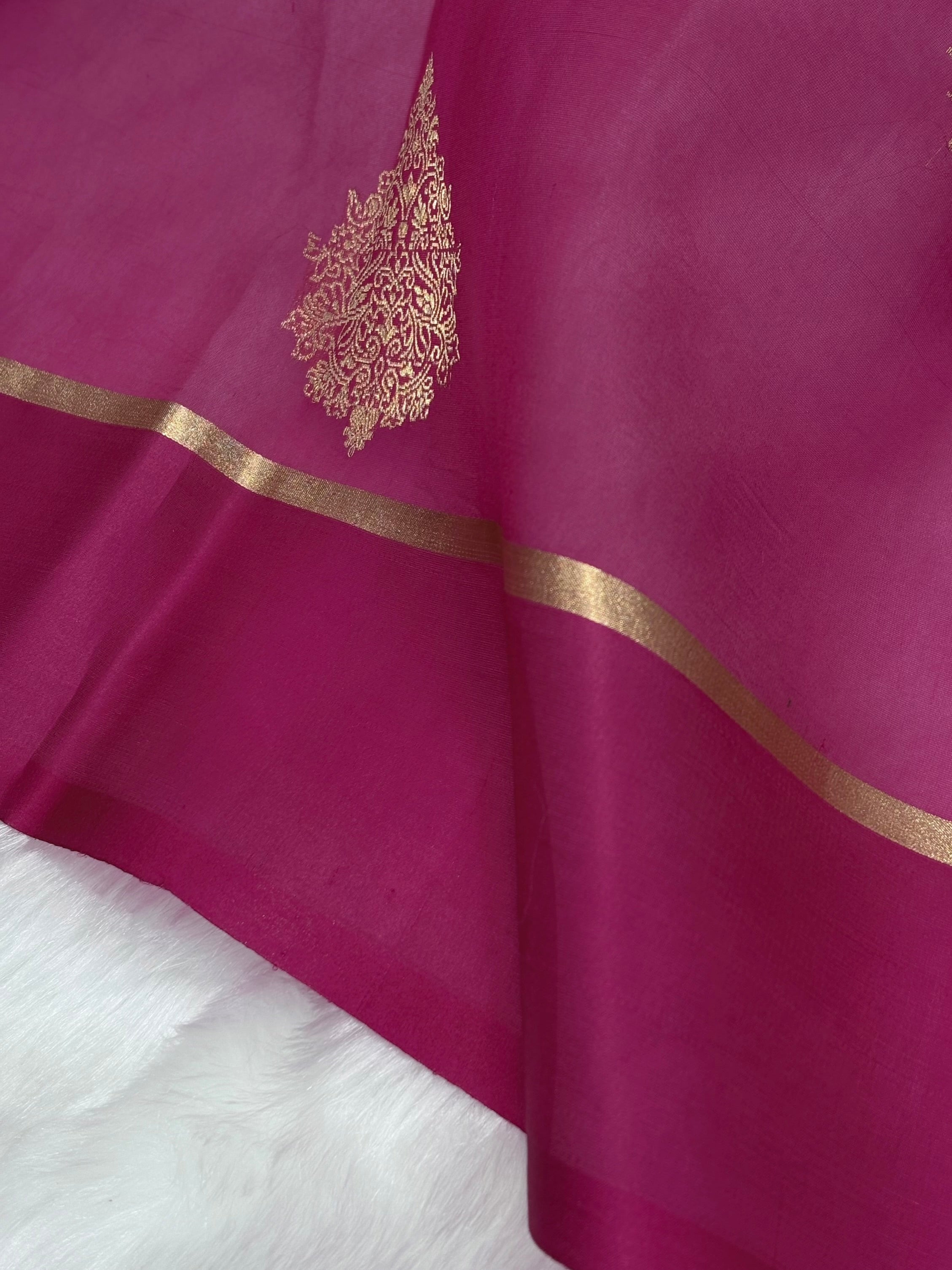 Pure Organza Rani Floral Banarasi Silk Saree PO-03