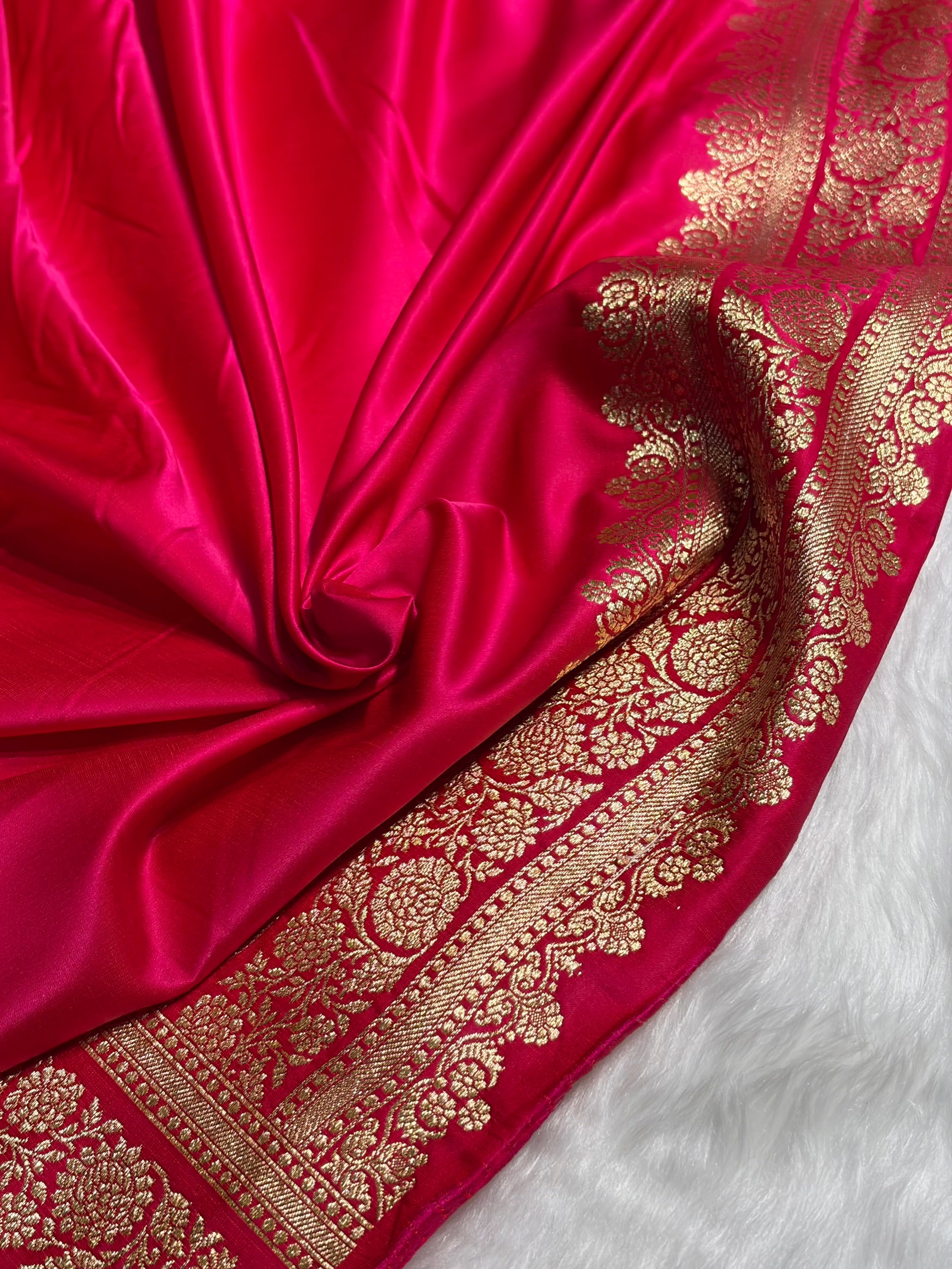 Cross Rani Booti Pattern Satin Katan Silk Saree SK49