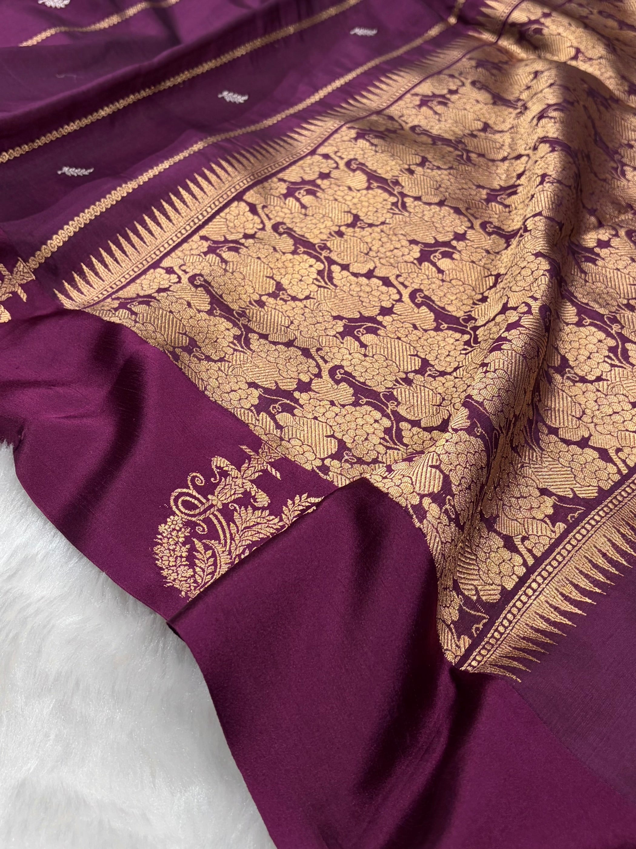 Wine Shades Rangkart Handwoven Pure Katan Paper Silk RM-44