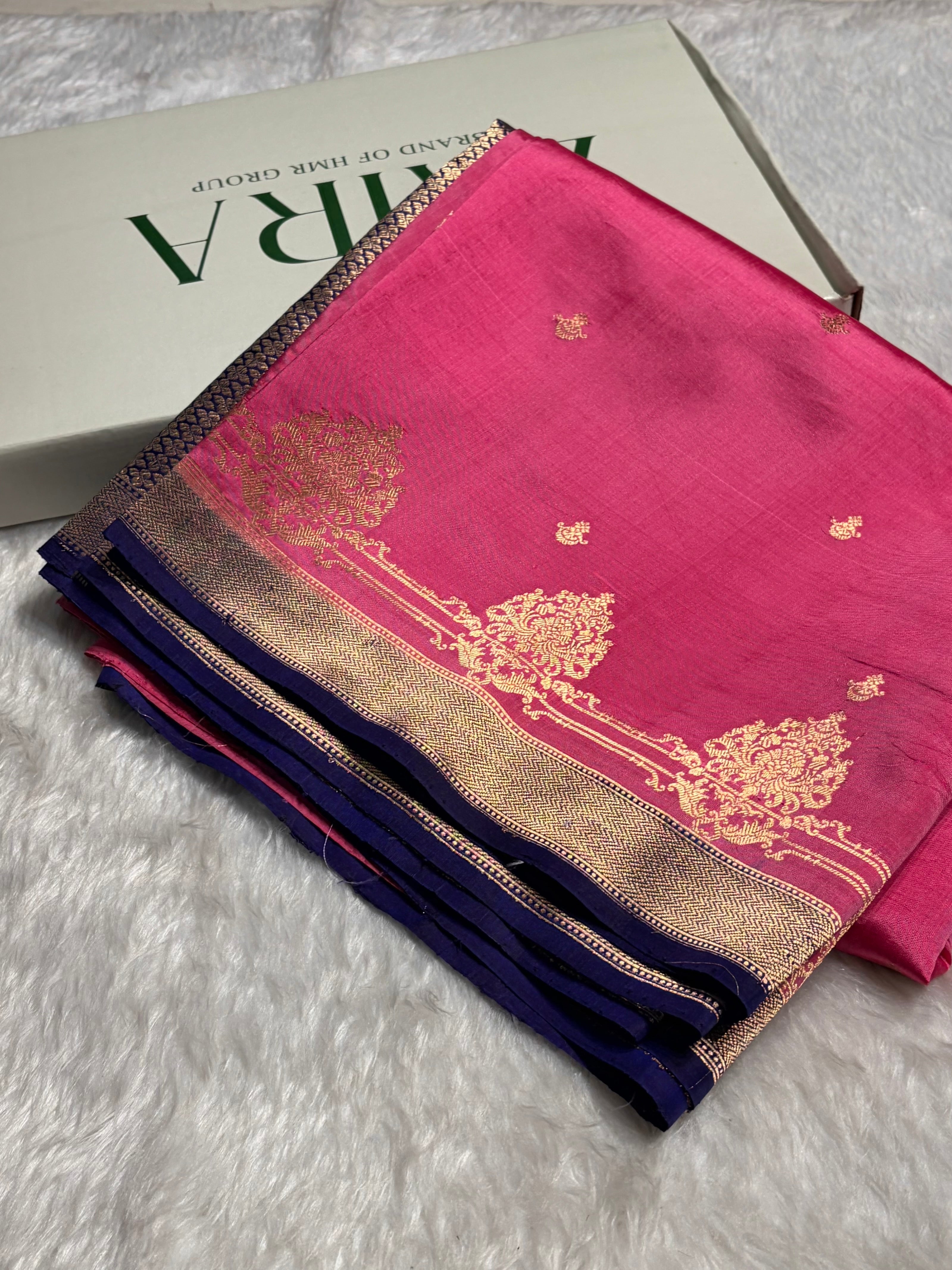 Dusty Pink with Purple Shades Handwoven Pure Raw Mango Silk RM-59