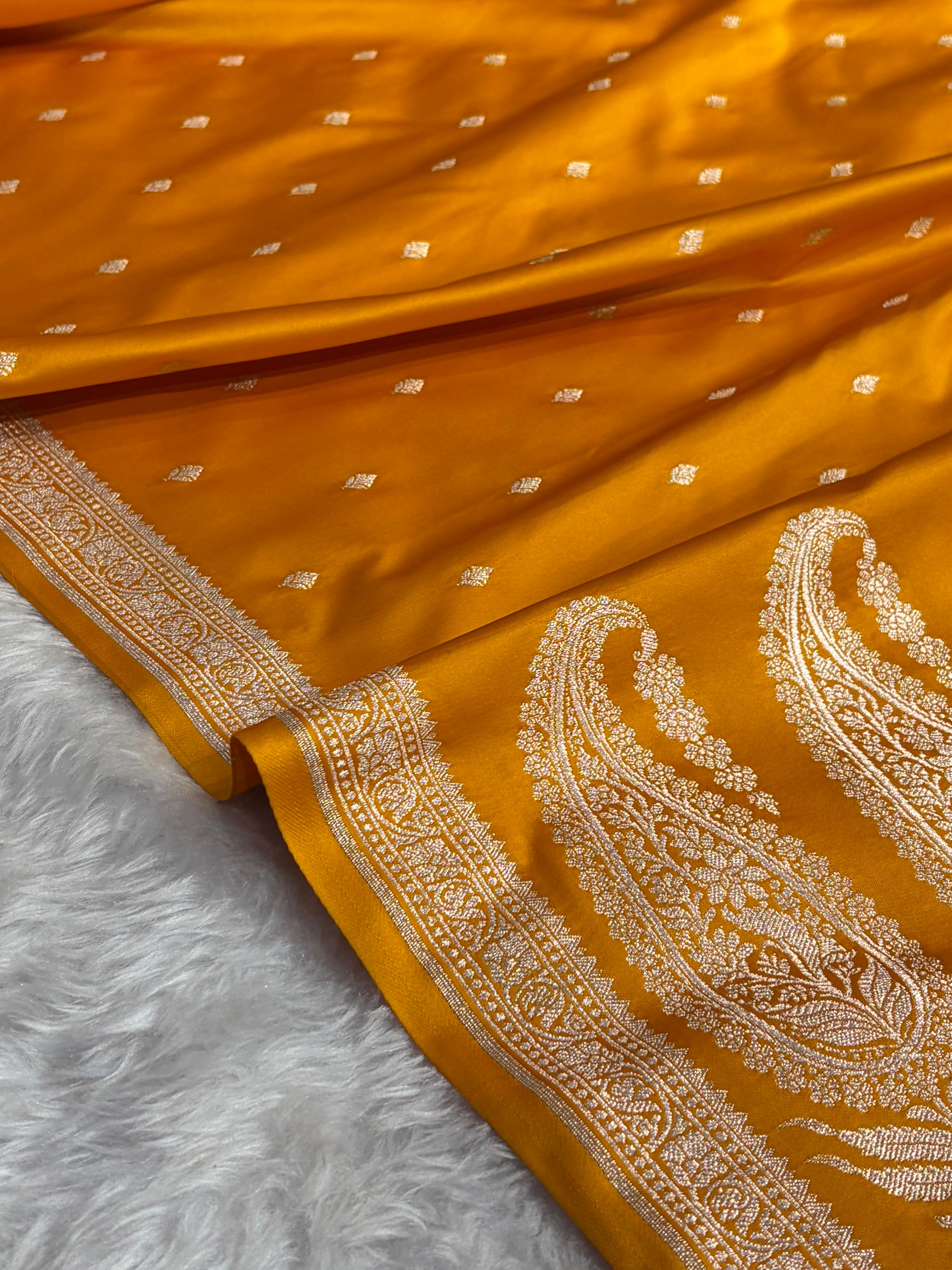 Premium Banarasi Satin Katan Saree in mustard Shades SK90