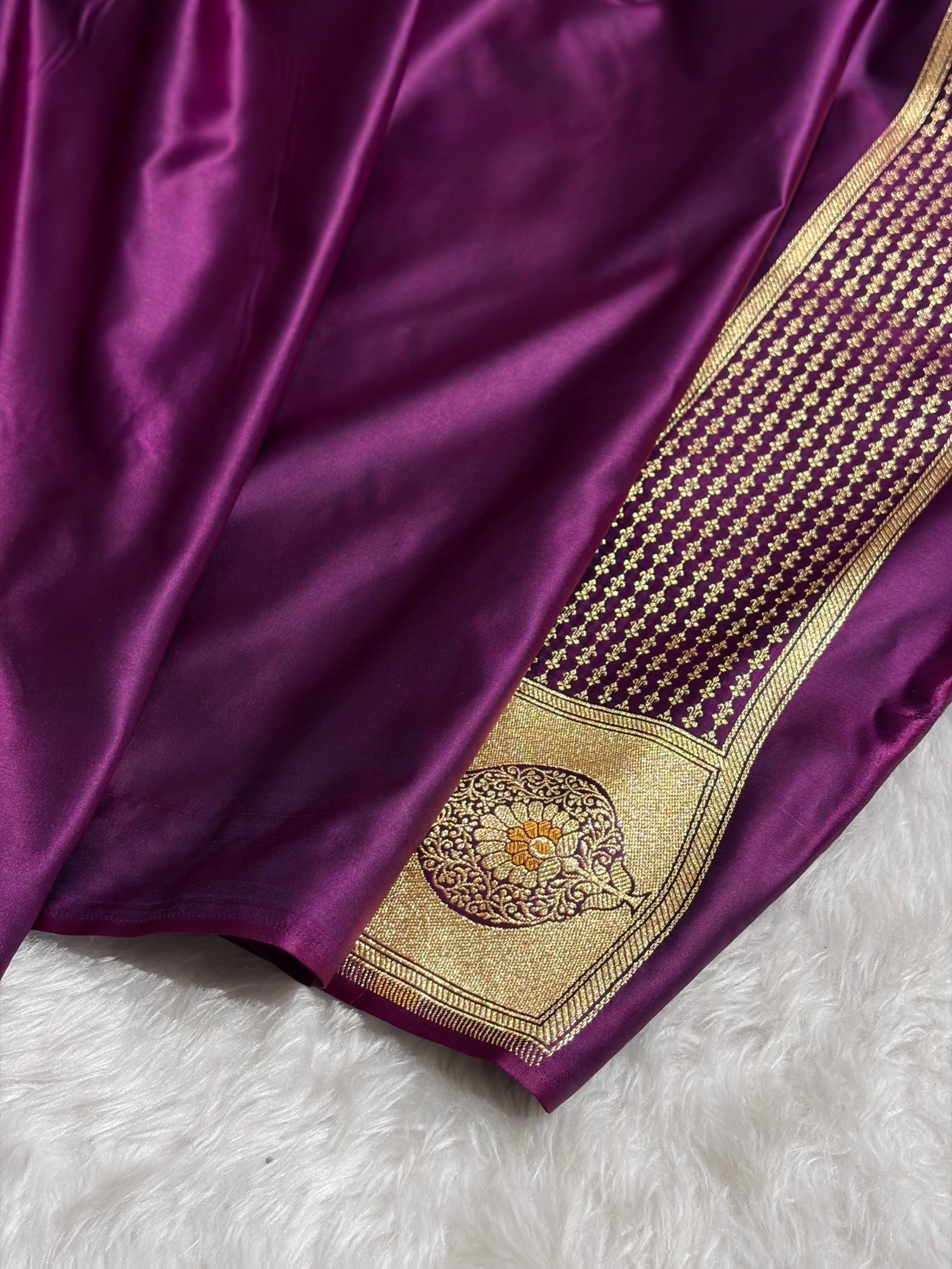 Wine Shades Minakari Boota Pattern Satin Katan Silk Saree SK18
