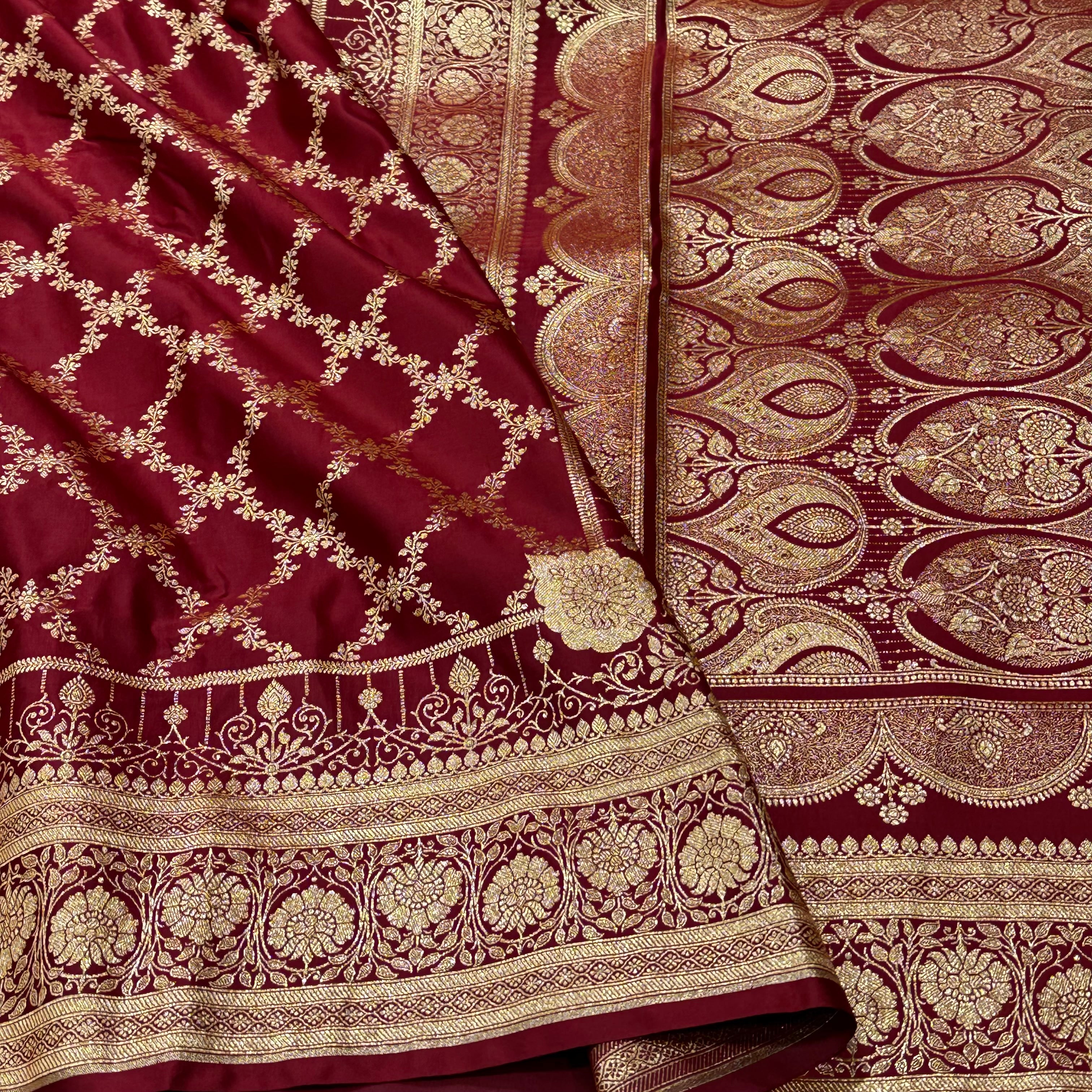 Latest Katan Silk Saree In Mahroon Shades