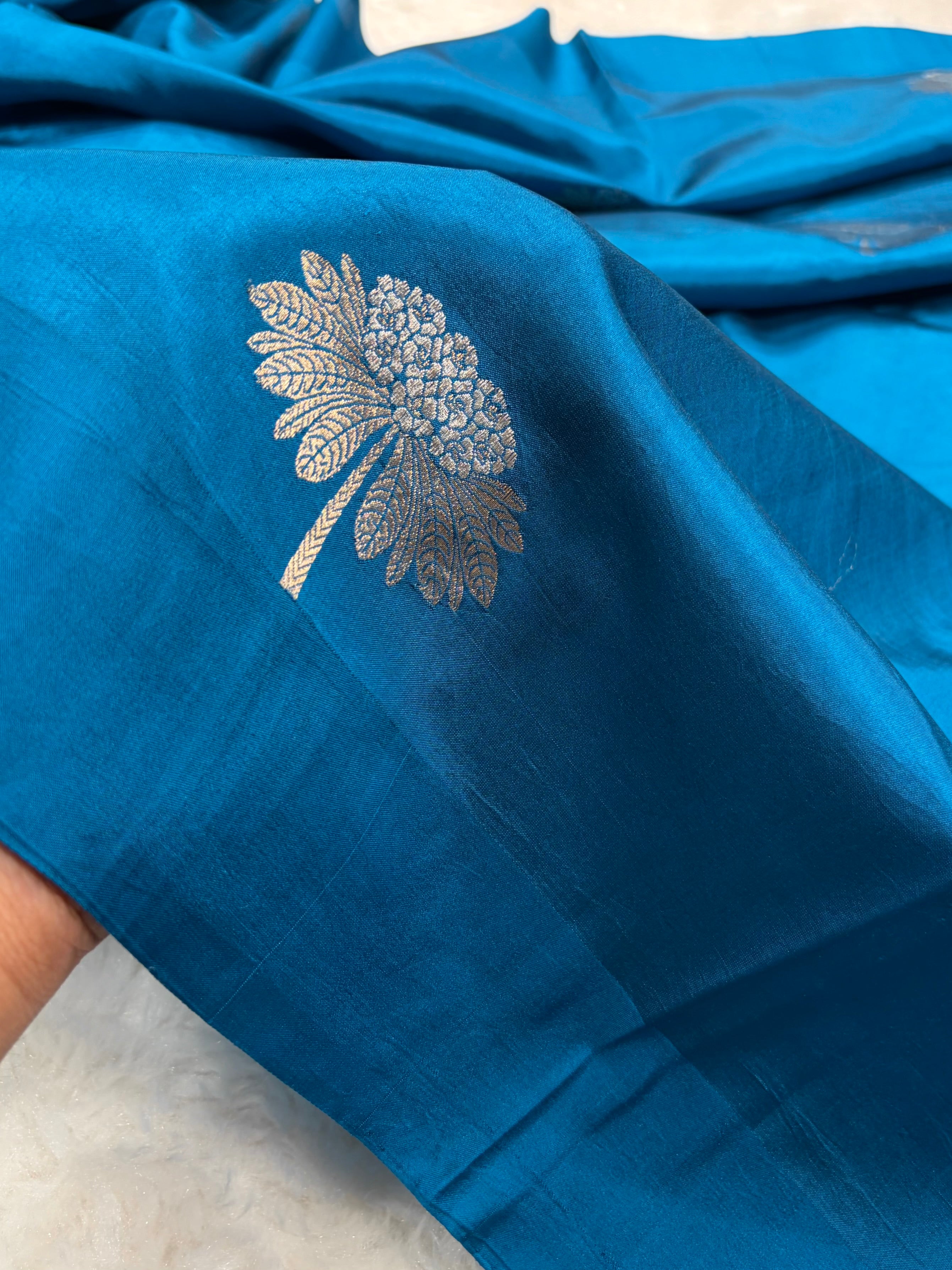 German Blue Shades Meena Boota Handwoven Paper Silk RM-43