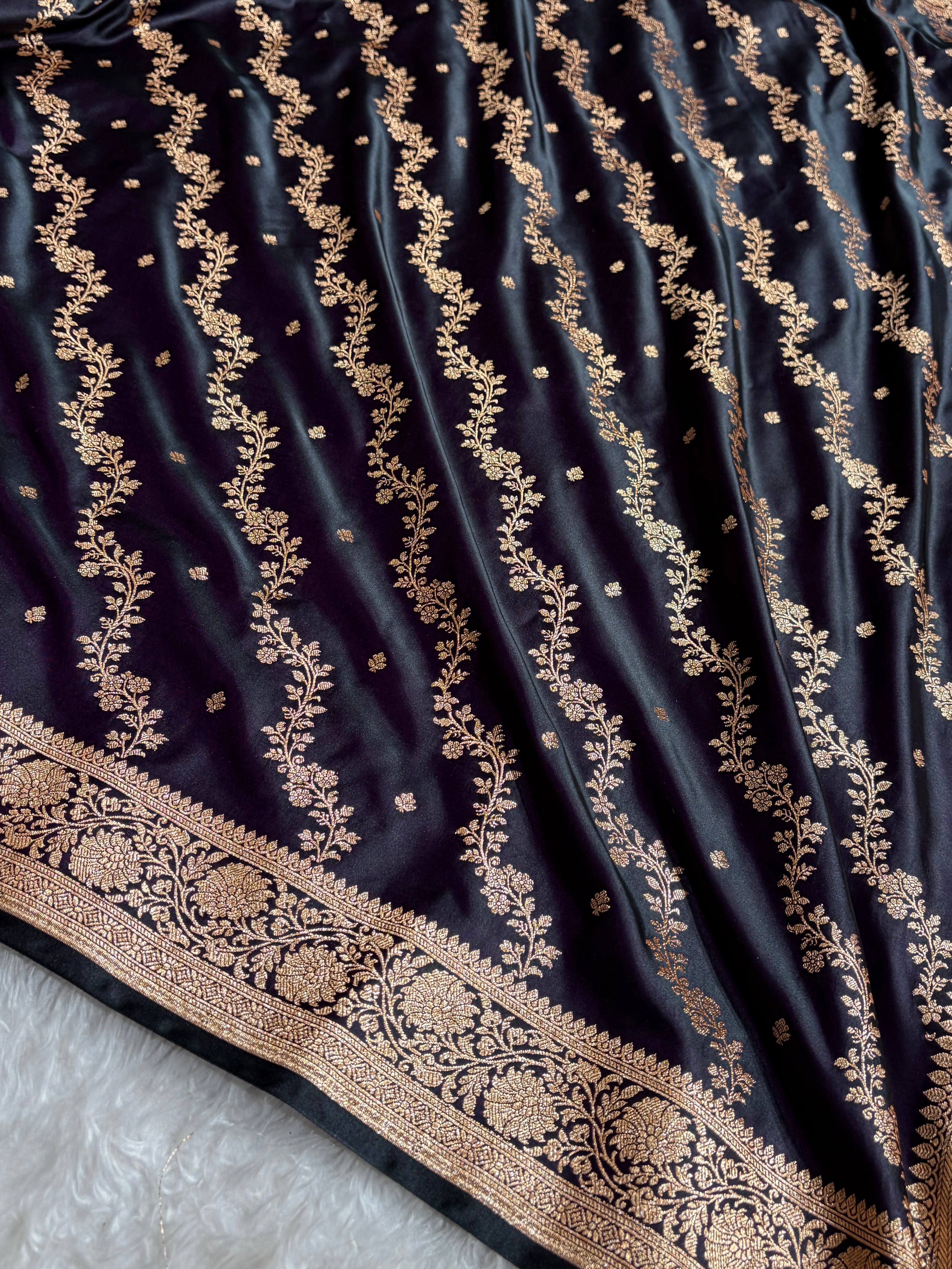 Banarasi Satin Katan Saree With Boota in Dark Wine Shades SK108