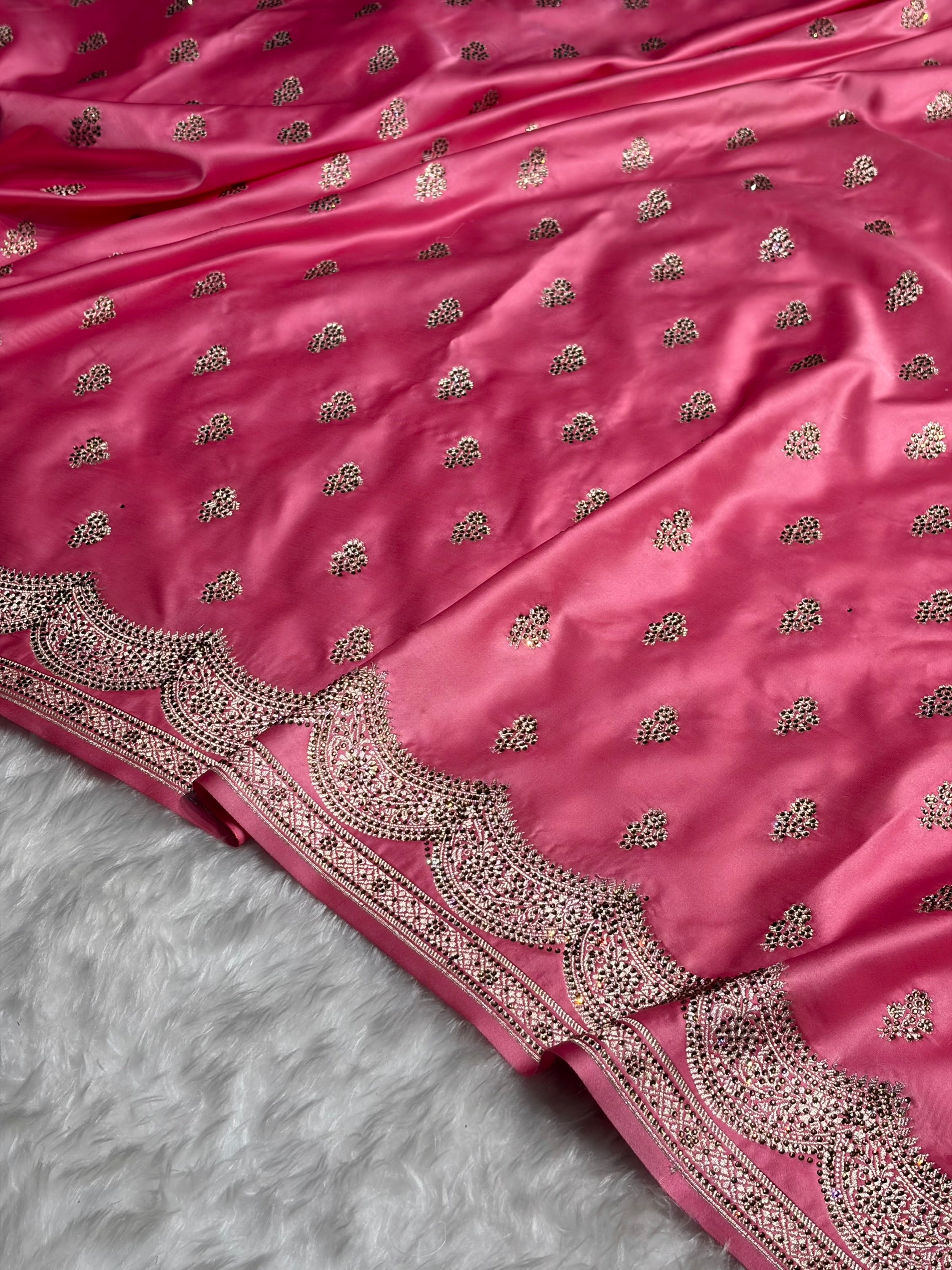 Baby Pink Scallop Mashru Silk with Swarovski work BMS02