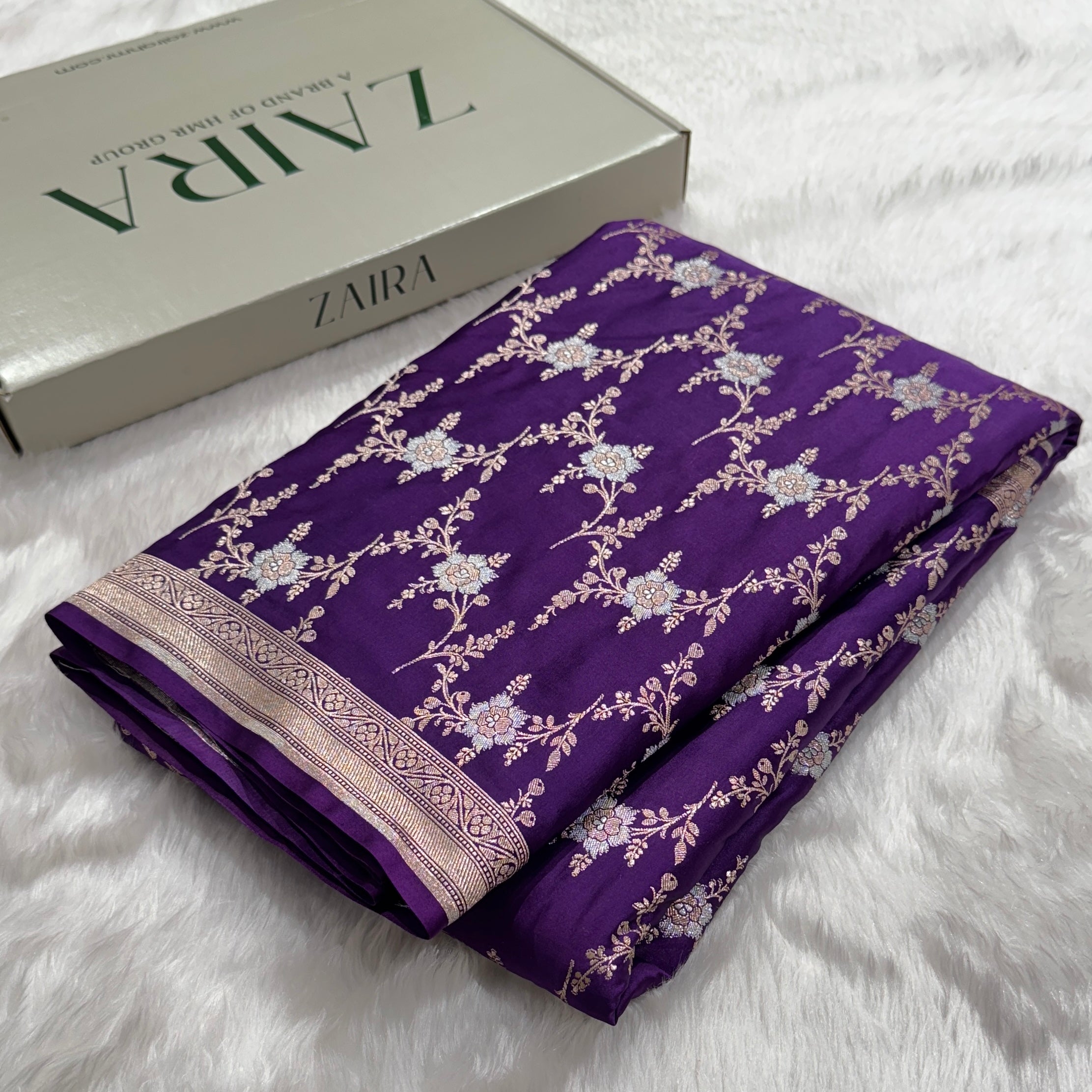 Purple Rupa Sona Jaal Mashru Silk Saree