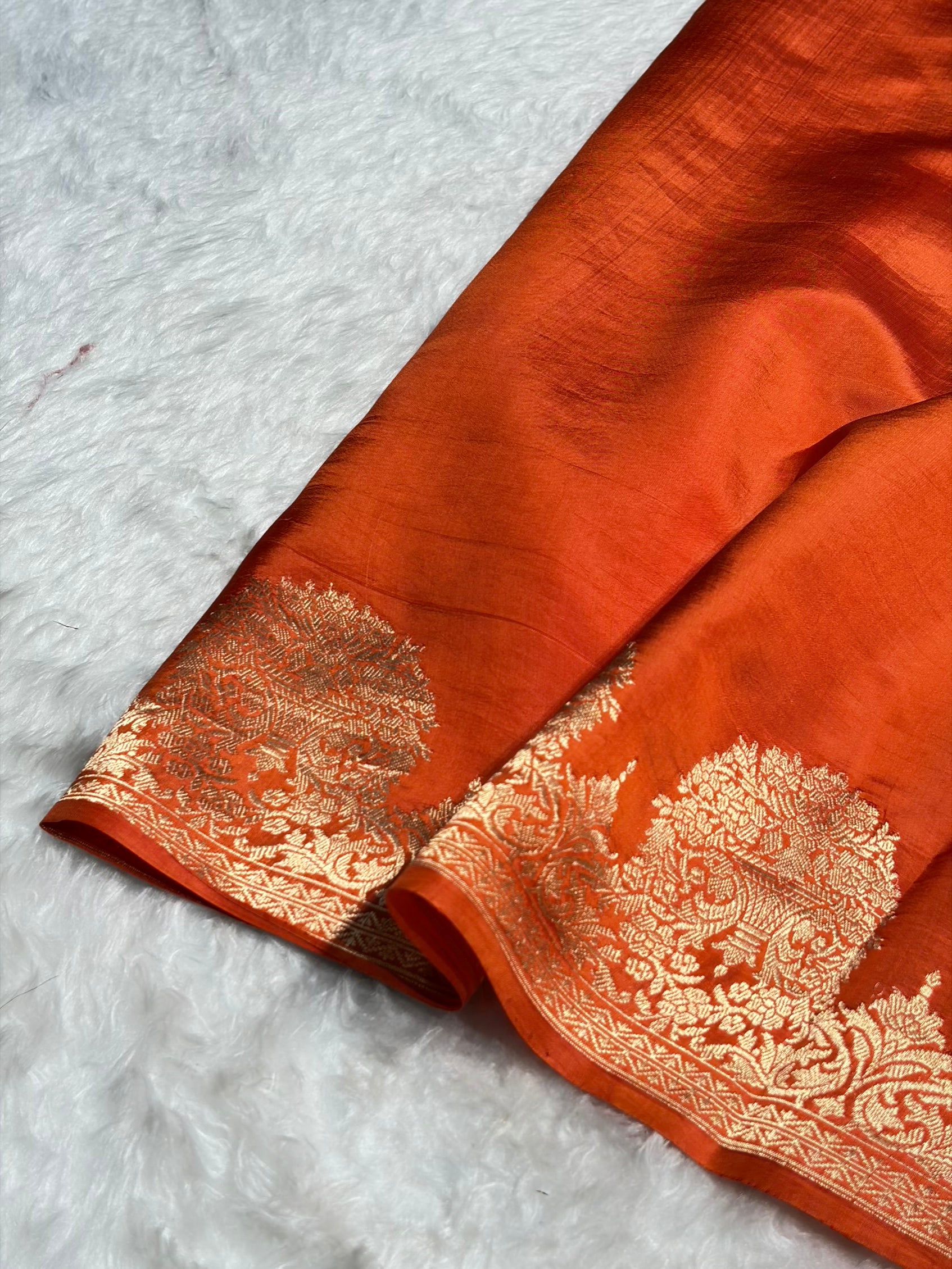 Orange Shades Minakari Handwoven Pure Raw Mango Silk RM-54