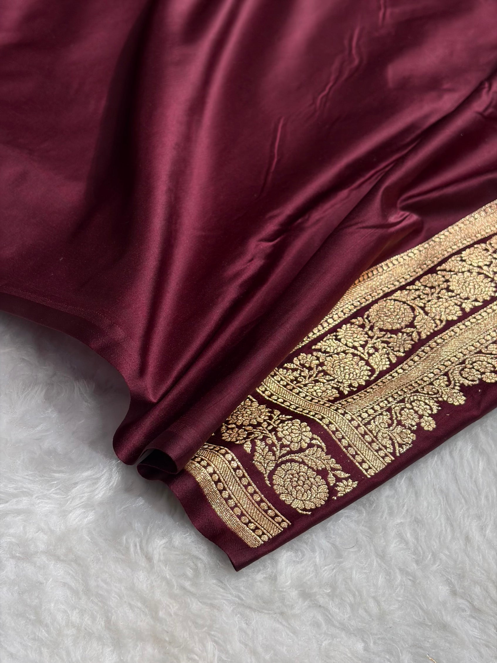Banarasi Satin Katan Saree in Garnet Shades SK91
