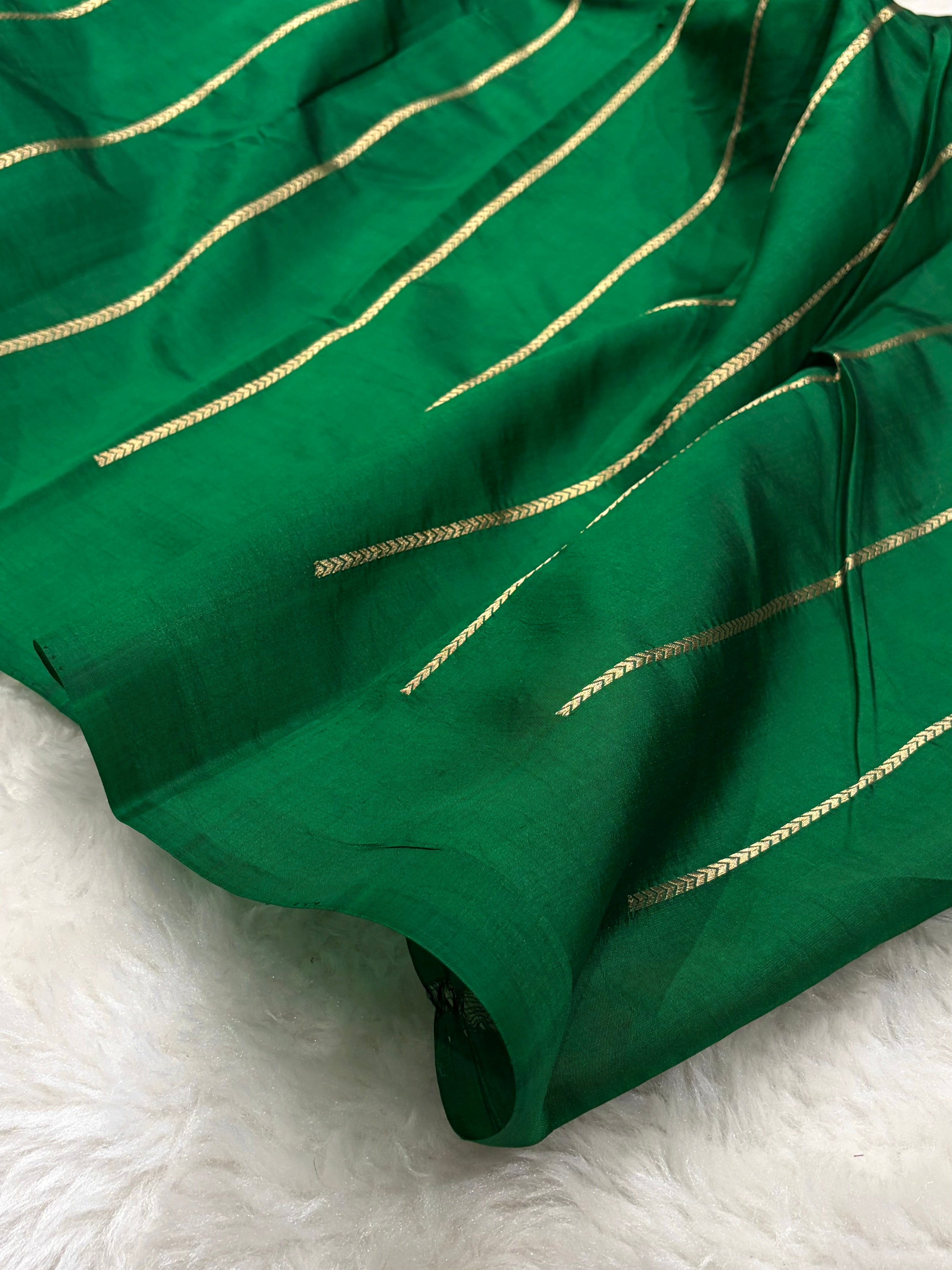 Bottle Green Boota Handwoven Pure Katan Paper Silk RM-31