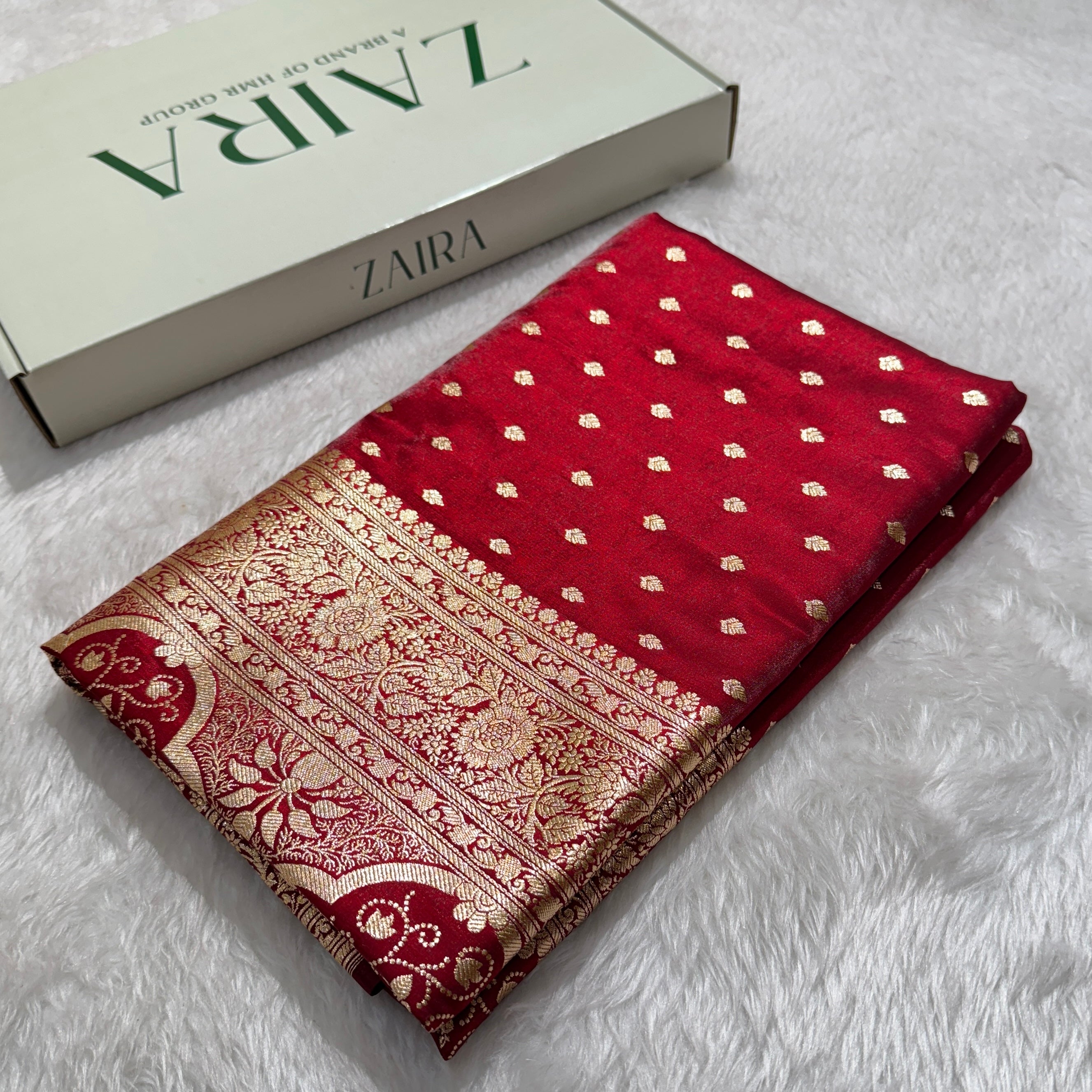 Ultra Light Weight Satin Silk Booti in Red Shades SS06