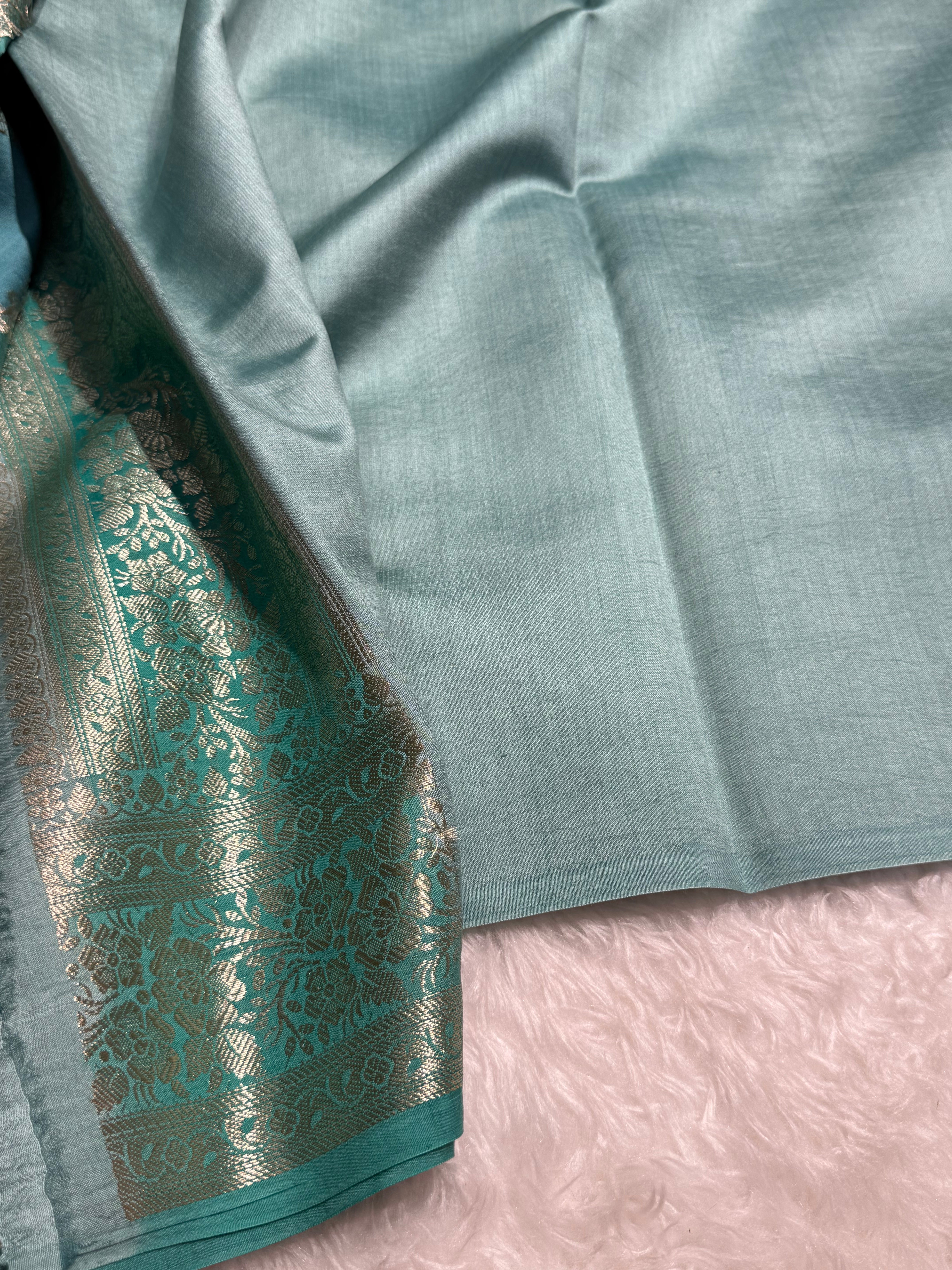 Rangkart Tuqoise Shades Pure Chiniya Silk