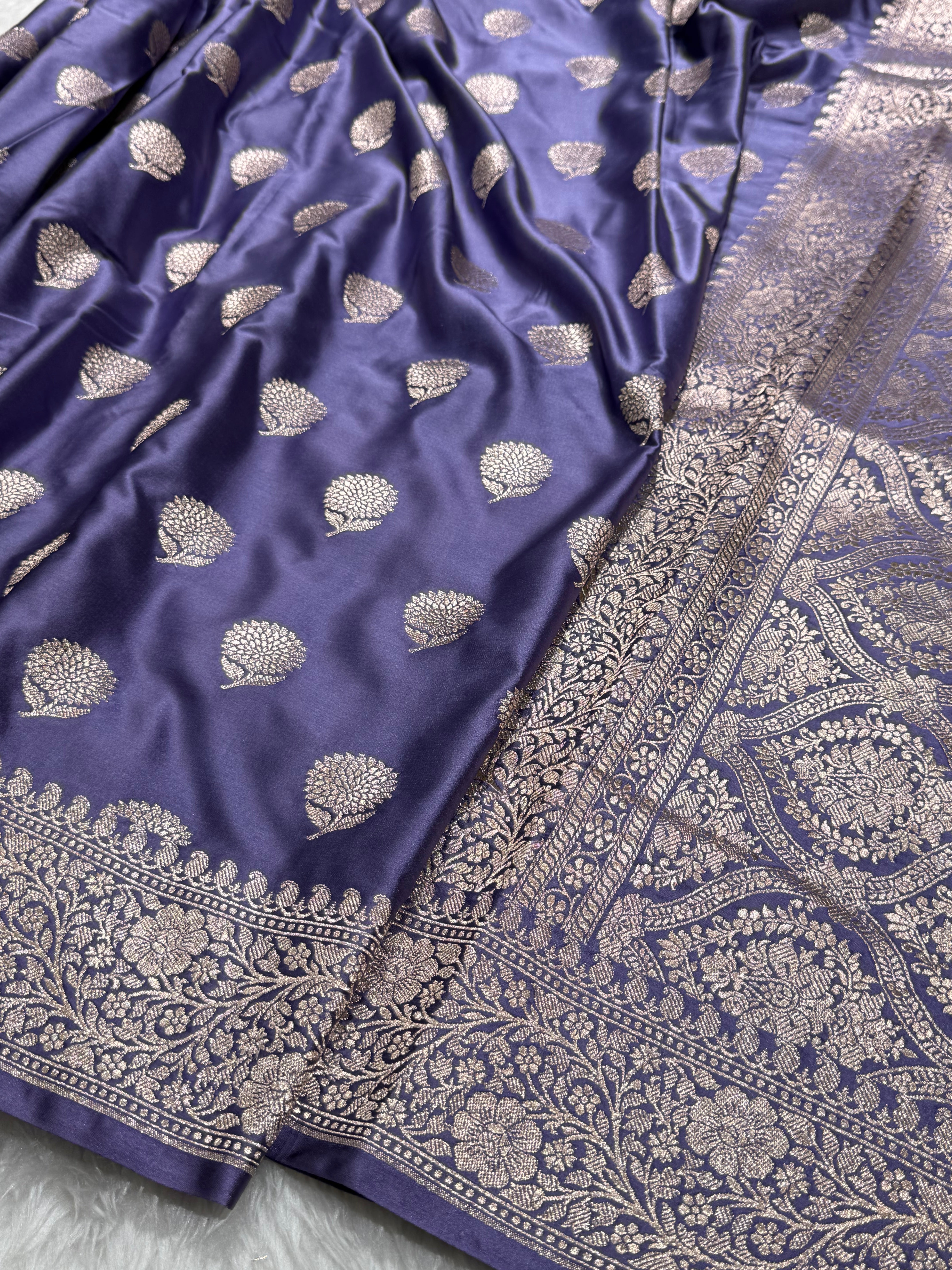 Lavender Tree Boota Mashru Silk Saree