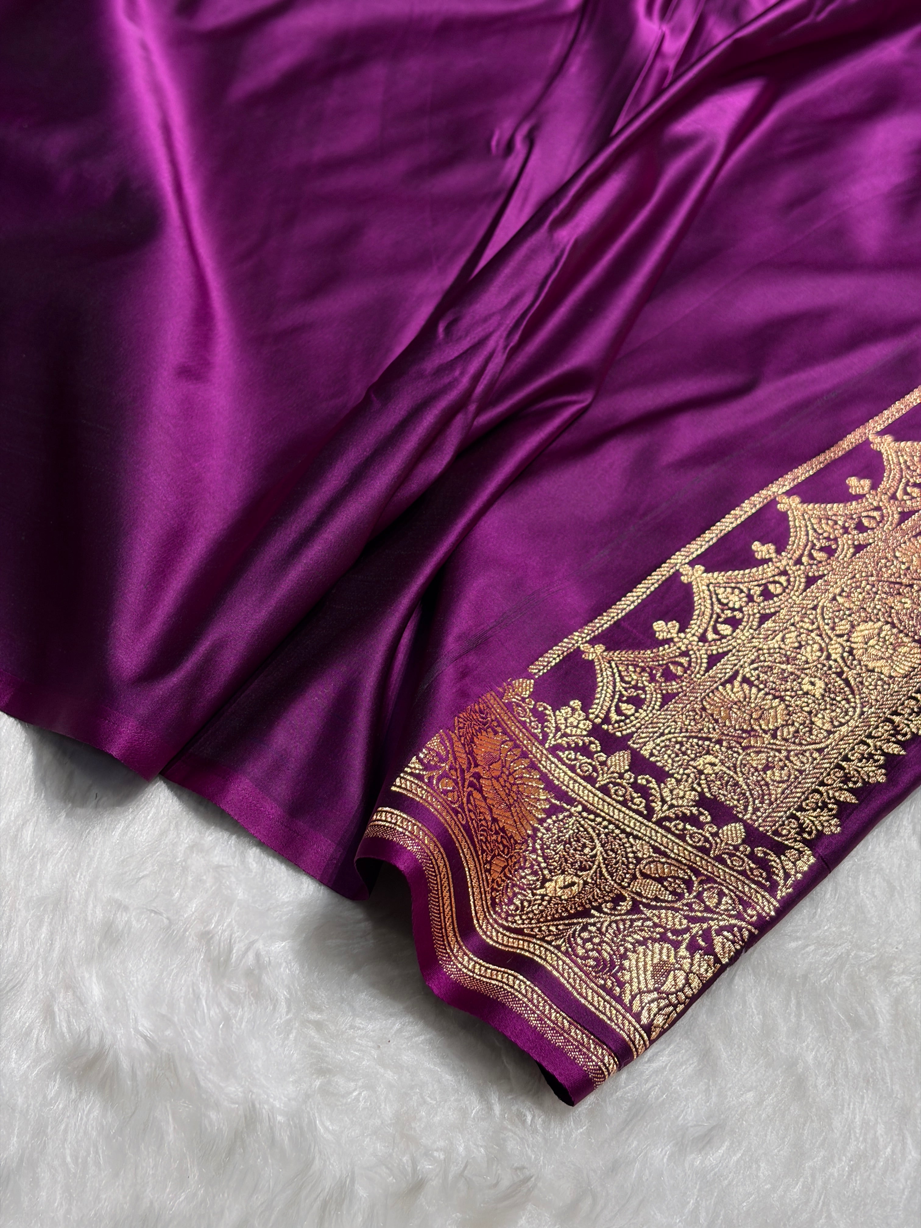 Banarasi Satin Katan Saree With Boota in Wine Shades SK99