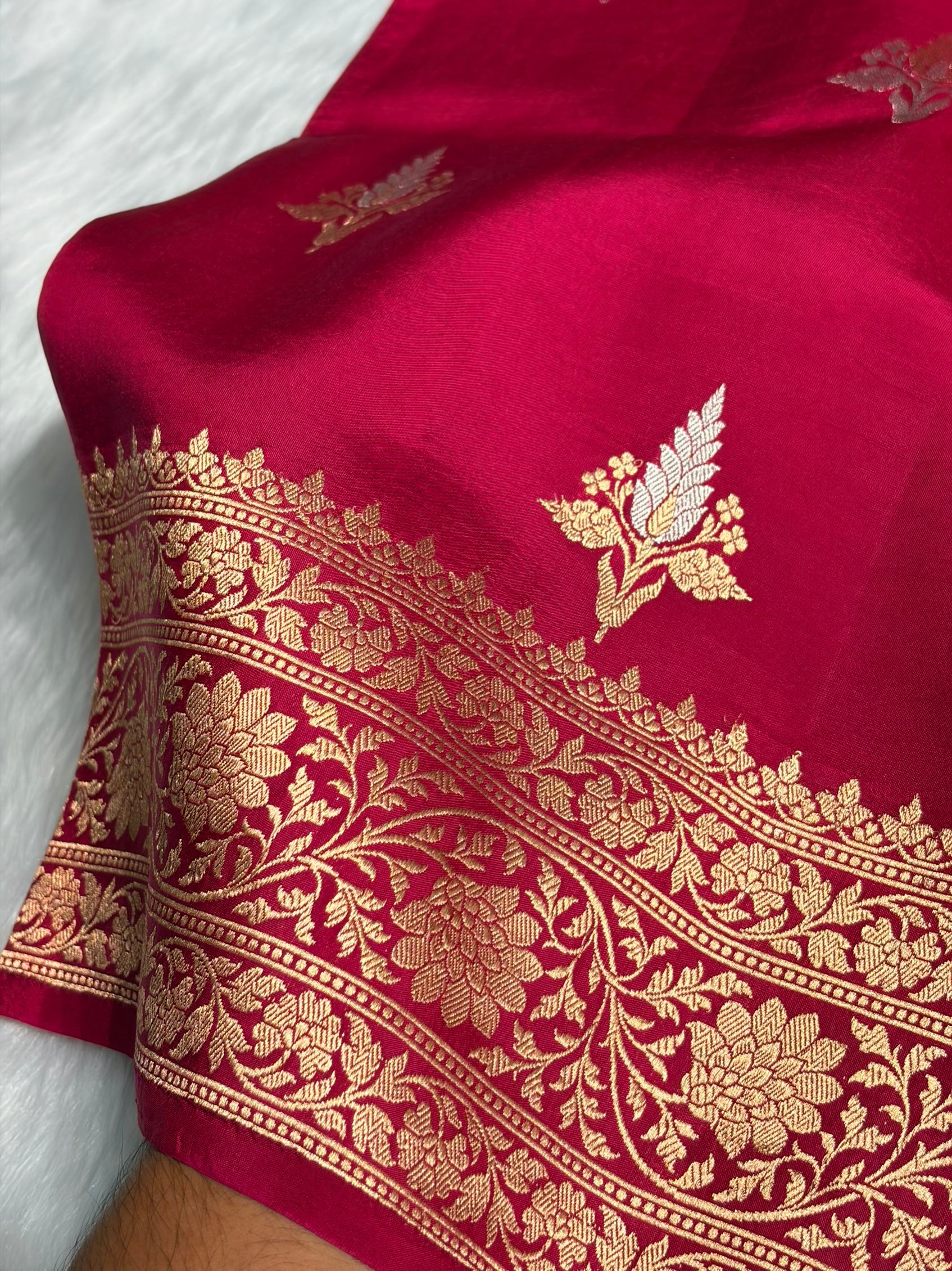 Ruby Pink Shades Boota Handwoven Pure Katan Raw Mango Silk RM-18