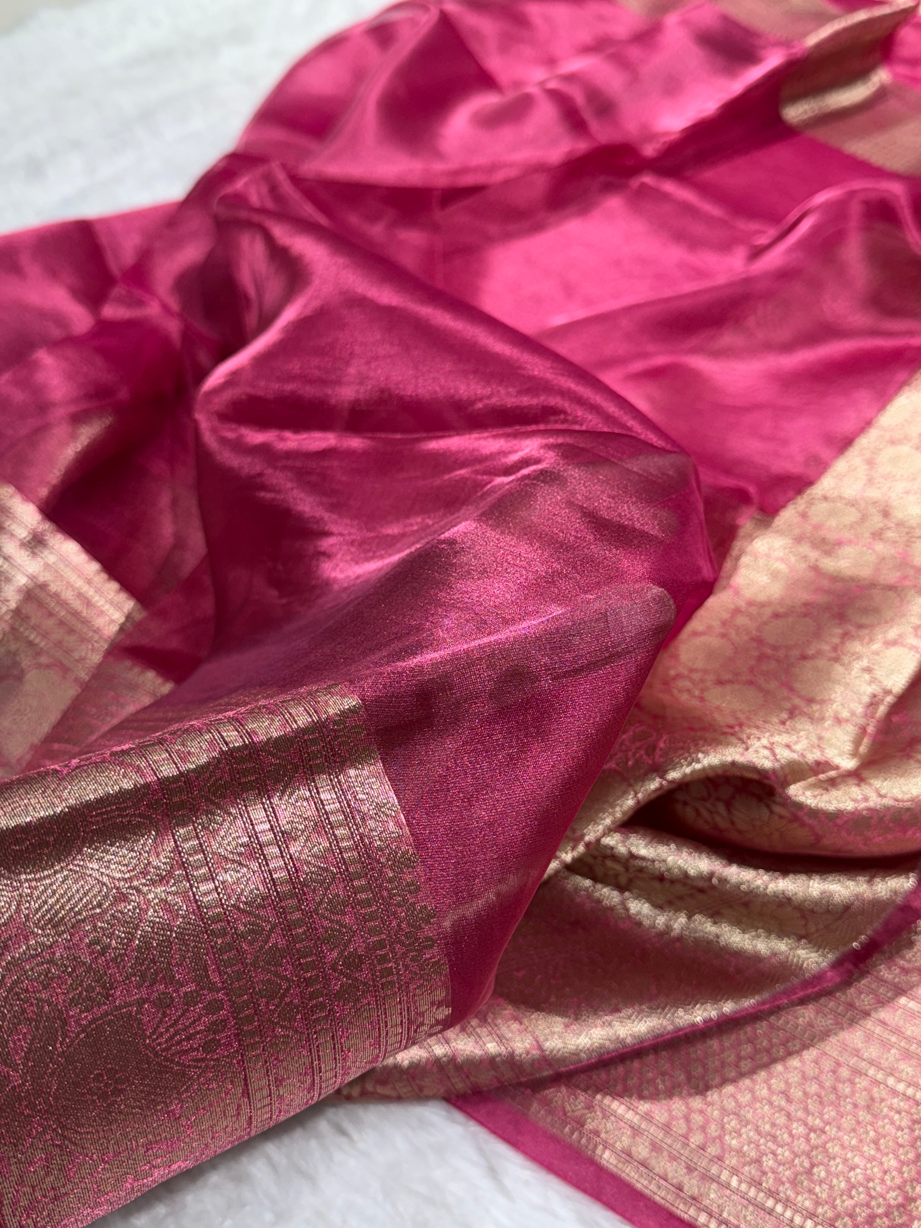 Rani Shades Pure Tissue Silk Saree with Brocade Blouse PT-16