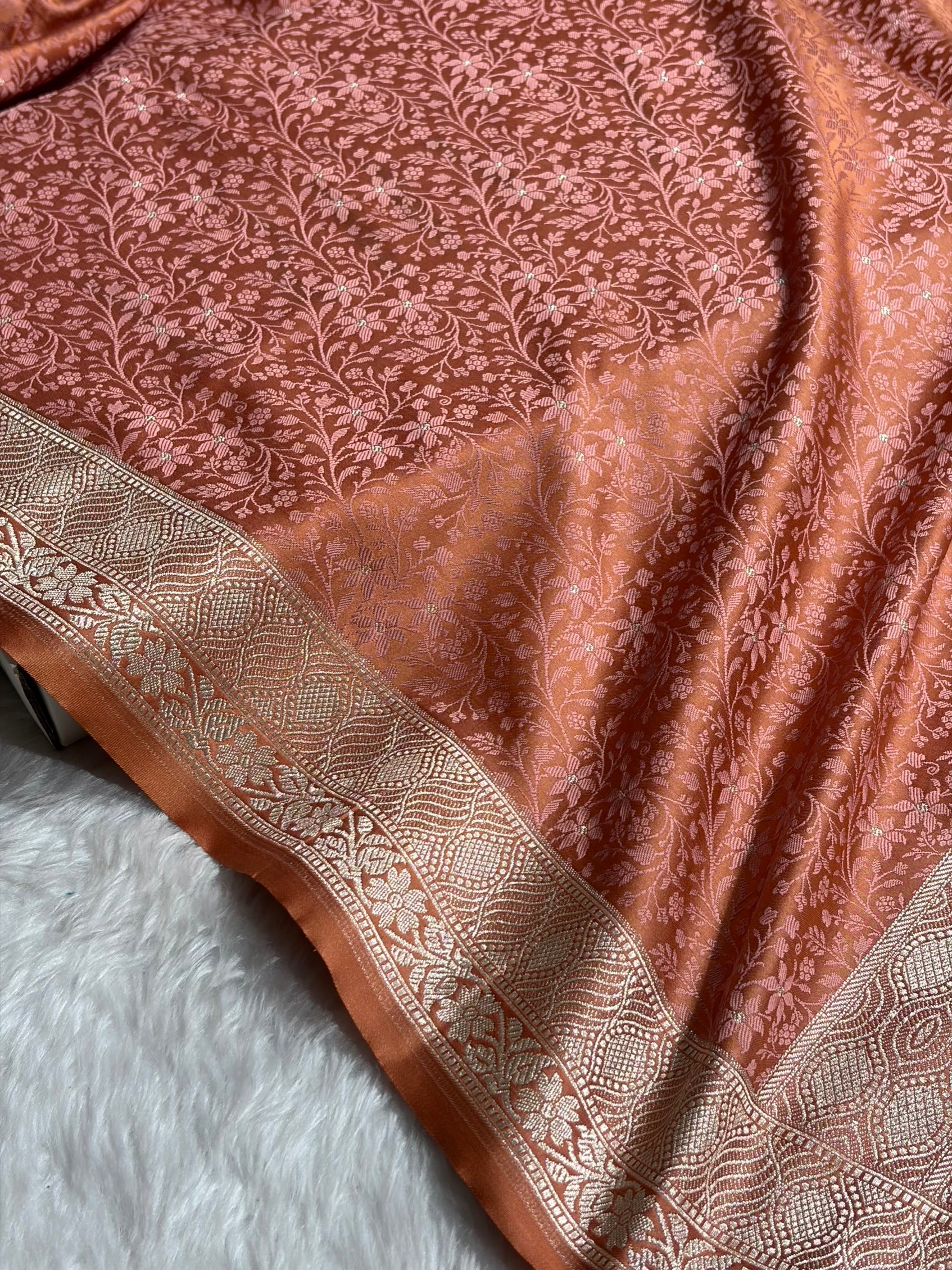 Peach Shades Tanchoi Motif Mashru Silk Saree MST-15
