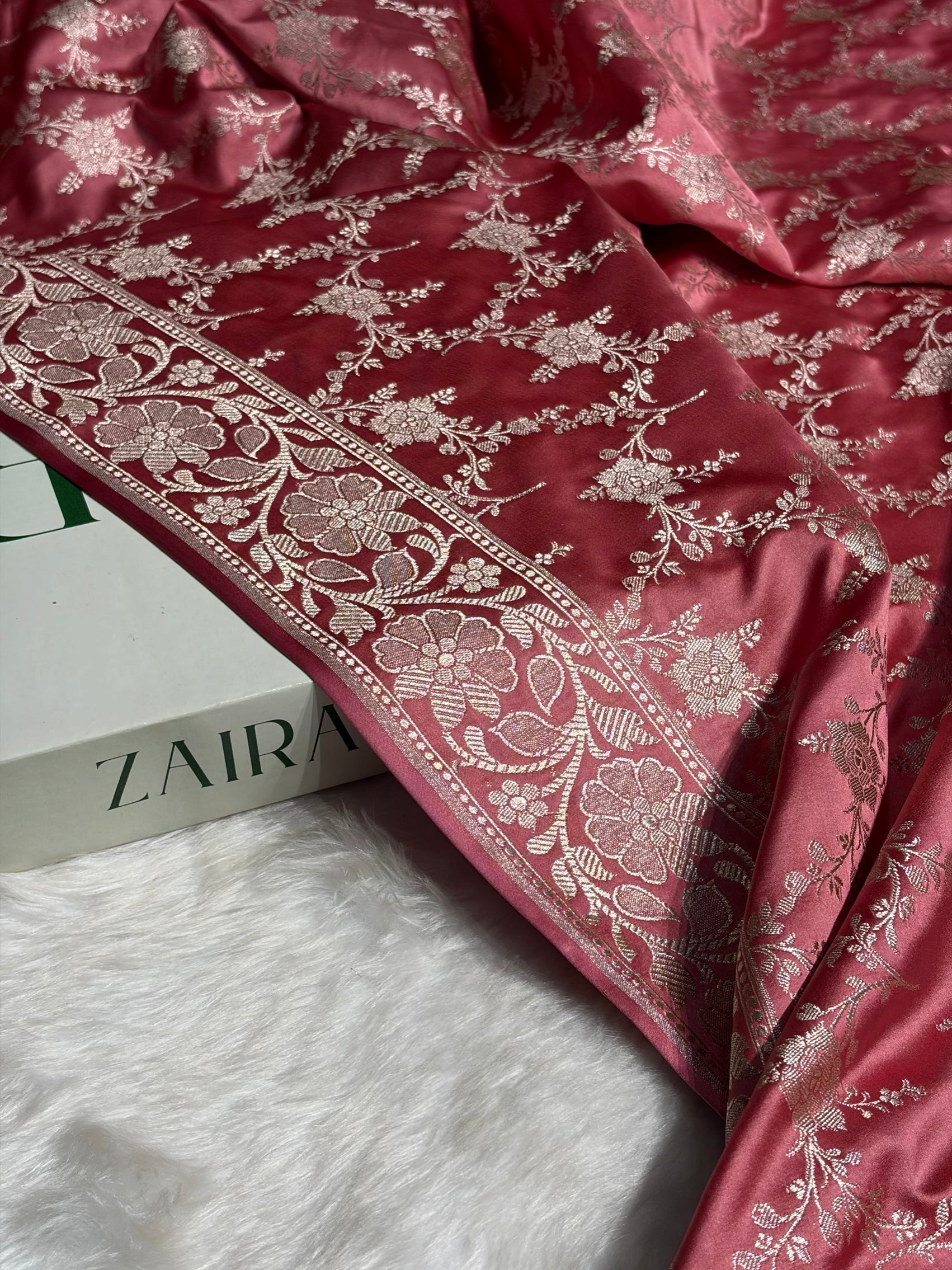 Pink Shades Mashru Silk Banarasi Saree With Jaal Pattern MS71