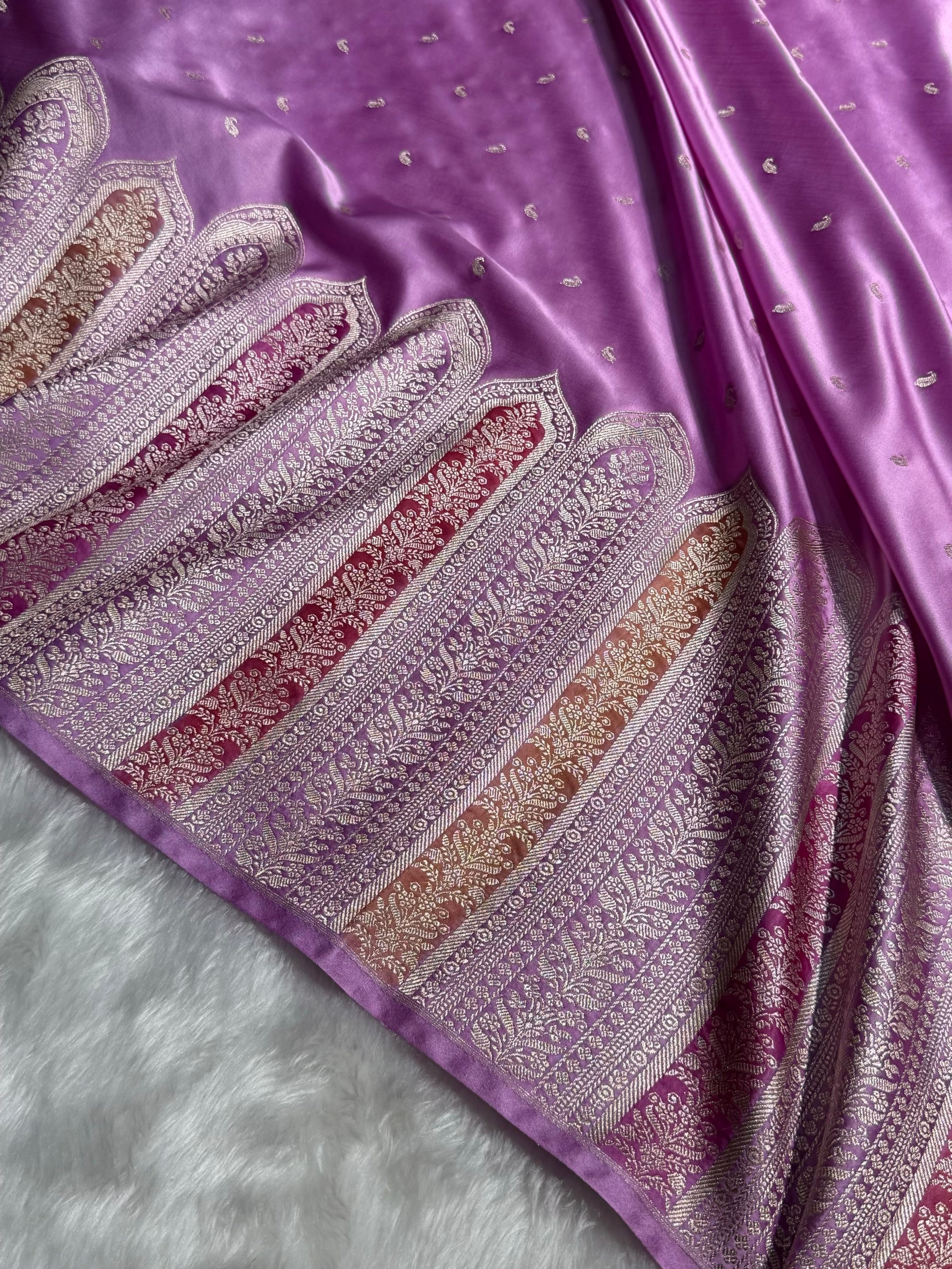 Skirt Border Lavender Minakari Mashru Silk Saree MS13