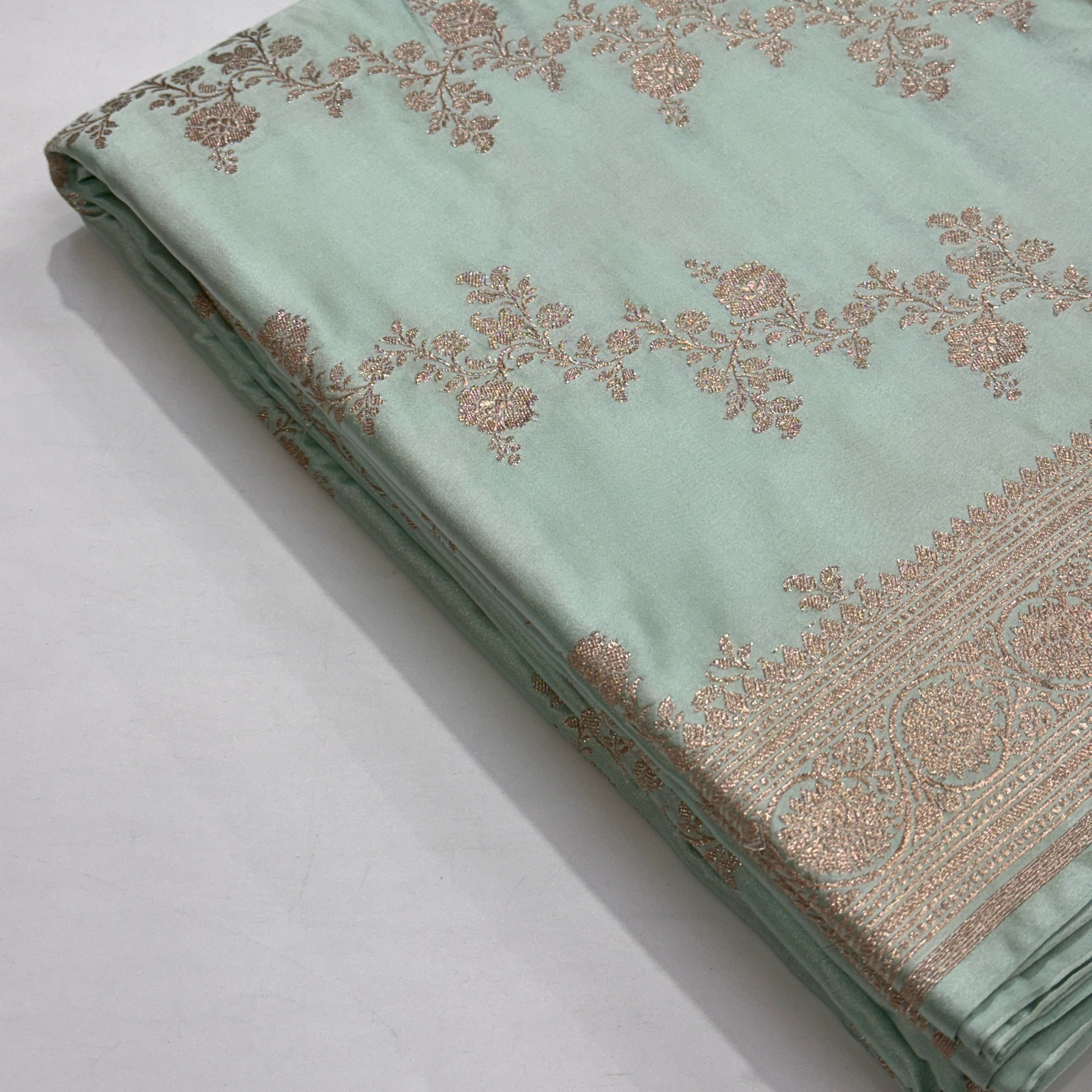 Powder Blue Cross Mashru Silk Saree