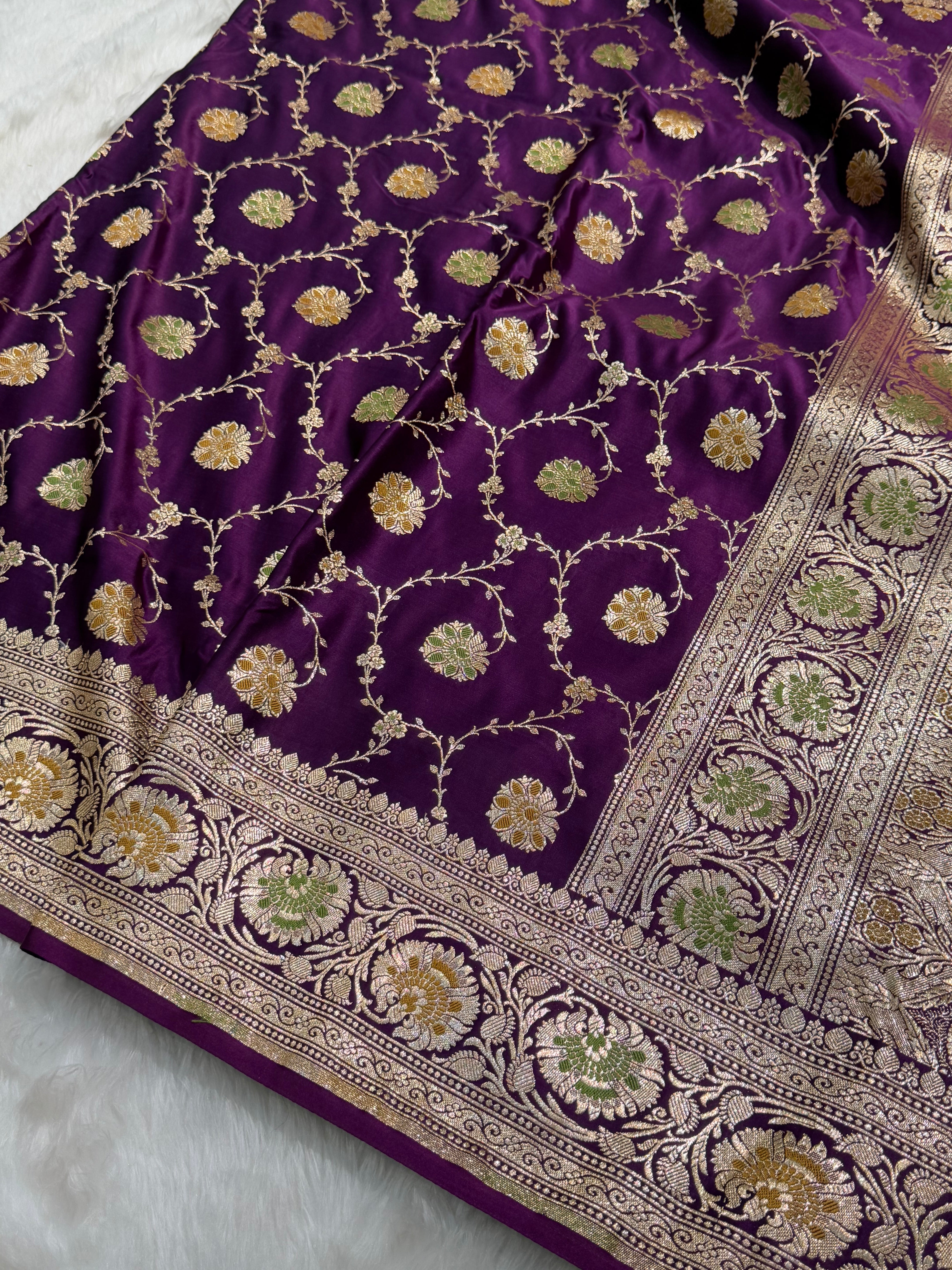 Purple Minakari Jaal Mashru Silk Saree
