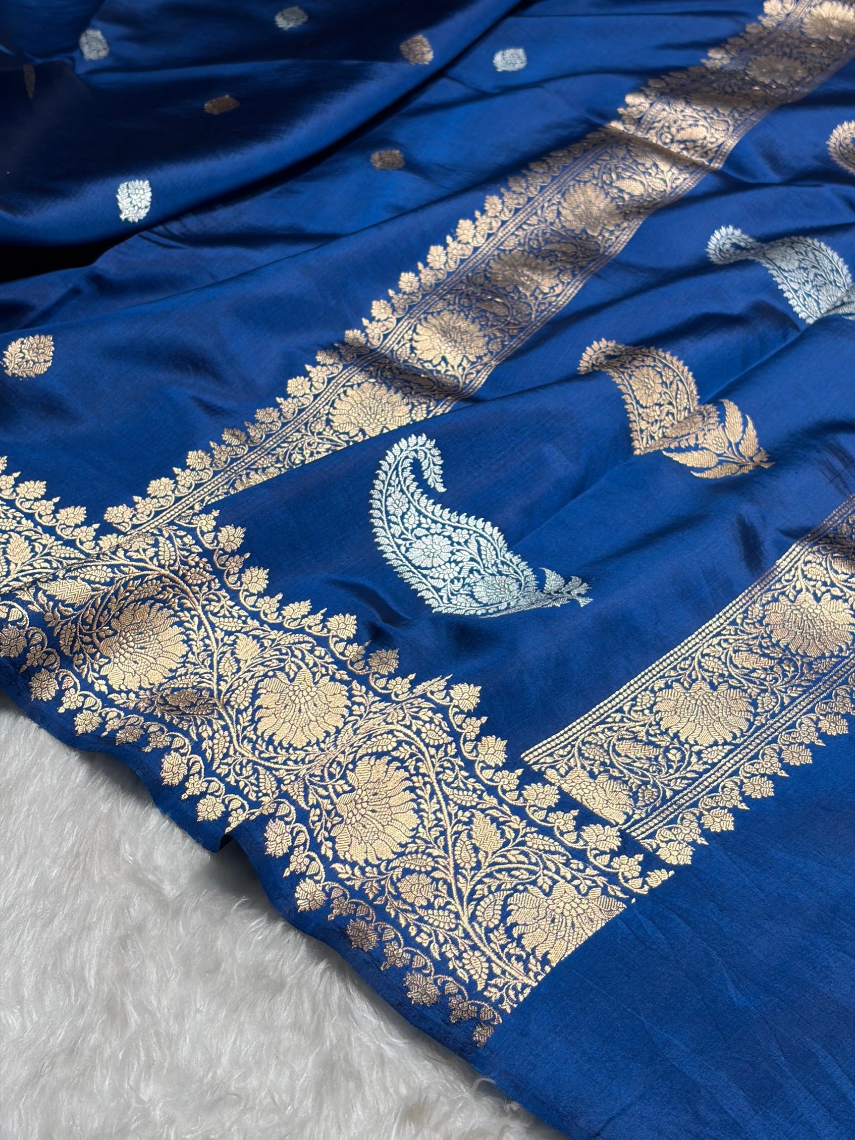 German Blue Boota Handwoven Pure Katan Paper Silk RM-33