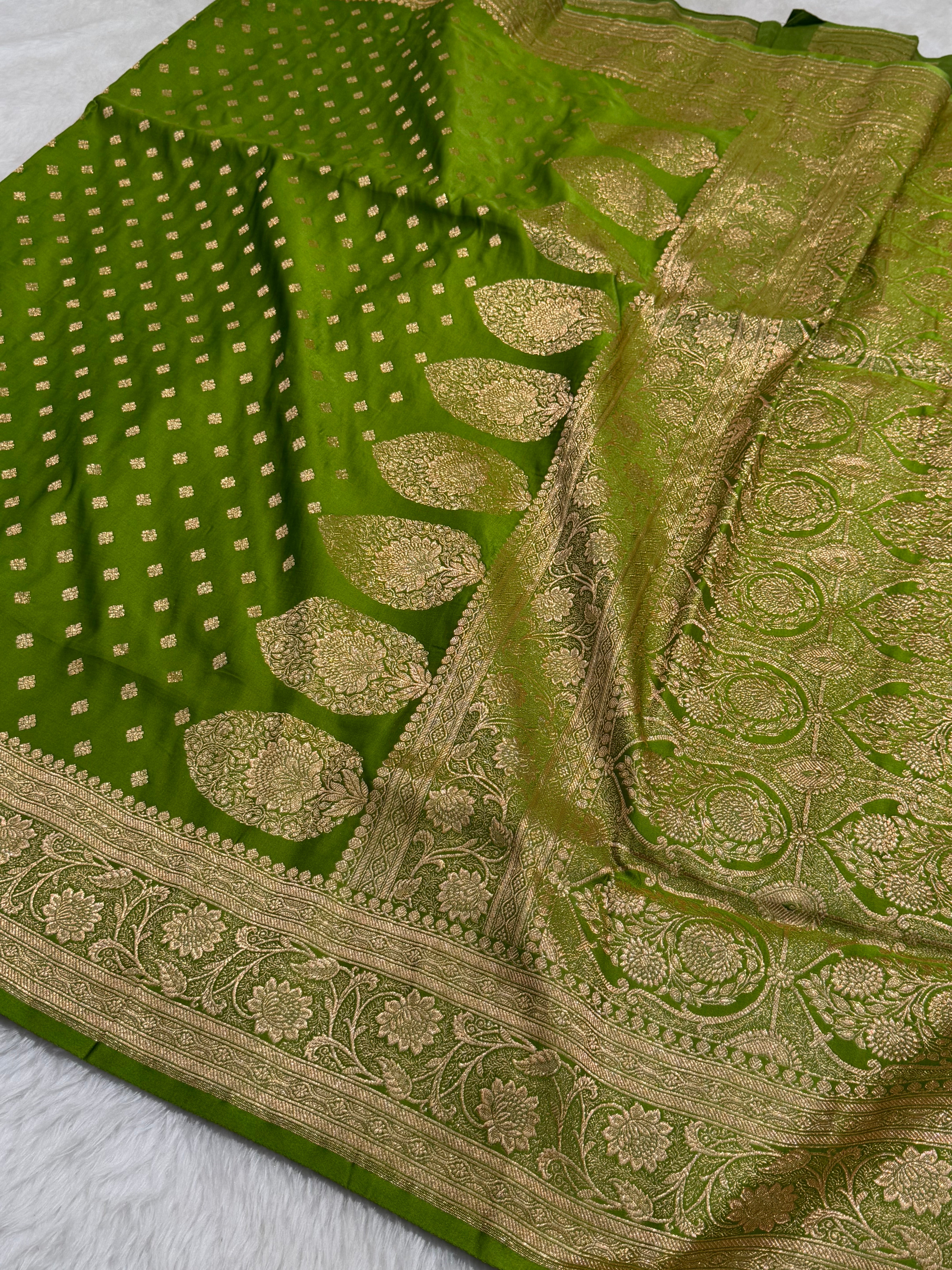 Blended Katan Silk Saree In Mehandi Shades SK04