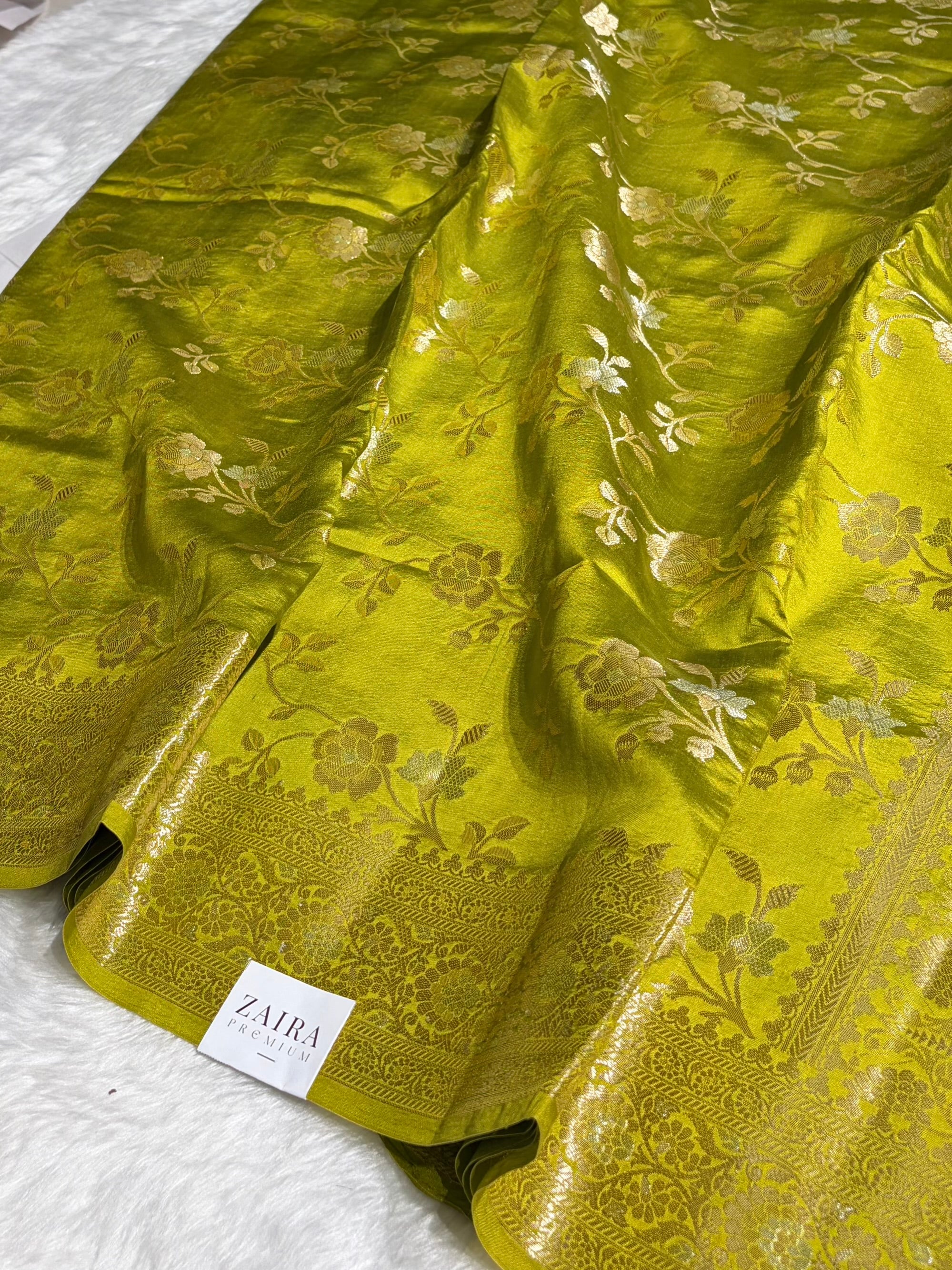 Mehendi Shade Minakari Pure Caramel Silk Saree CS-04