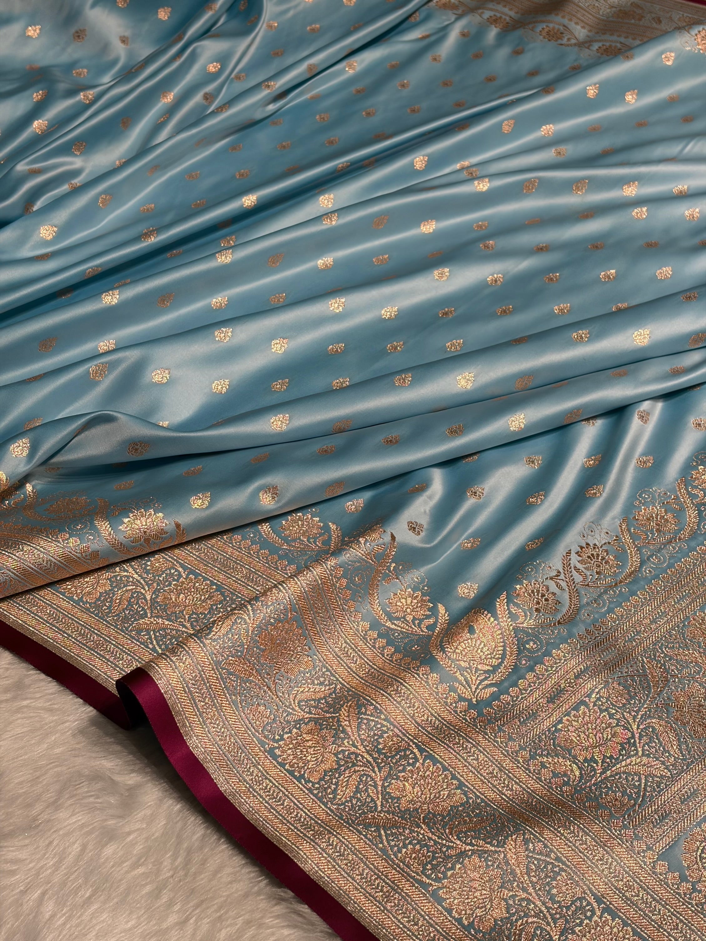 Katan Silk Saree In Sky Blue Shades SK08